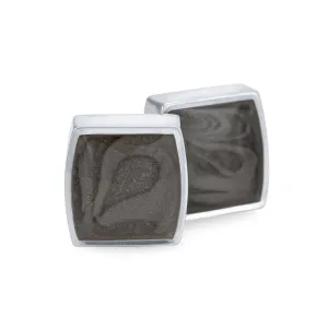 Square Cremation Cufflinks in 14K White Gold