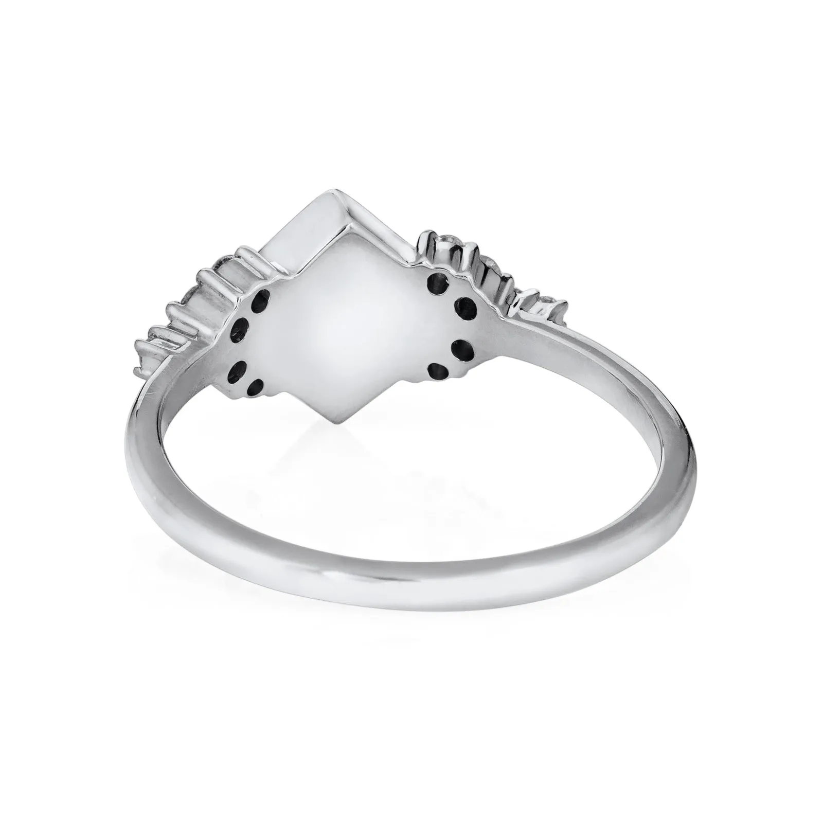 Square Setting Diamond Cluster Cremation Ring in 14K White Gold