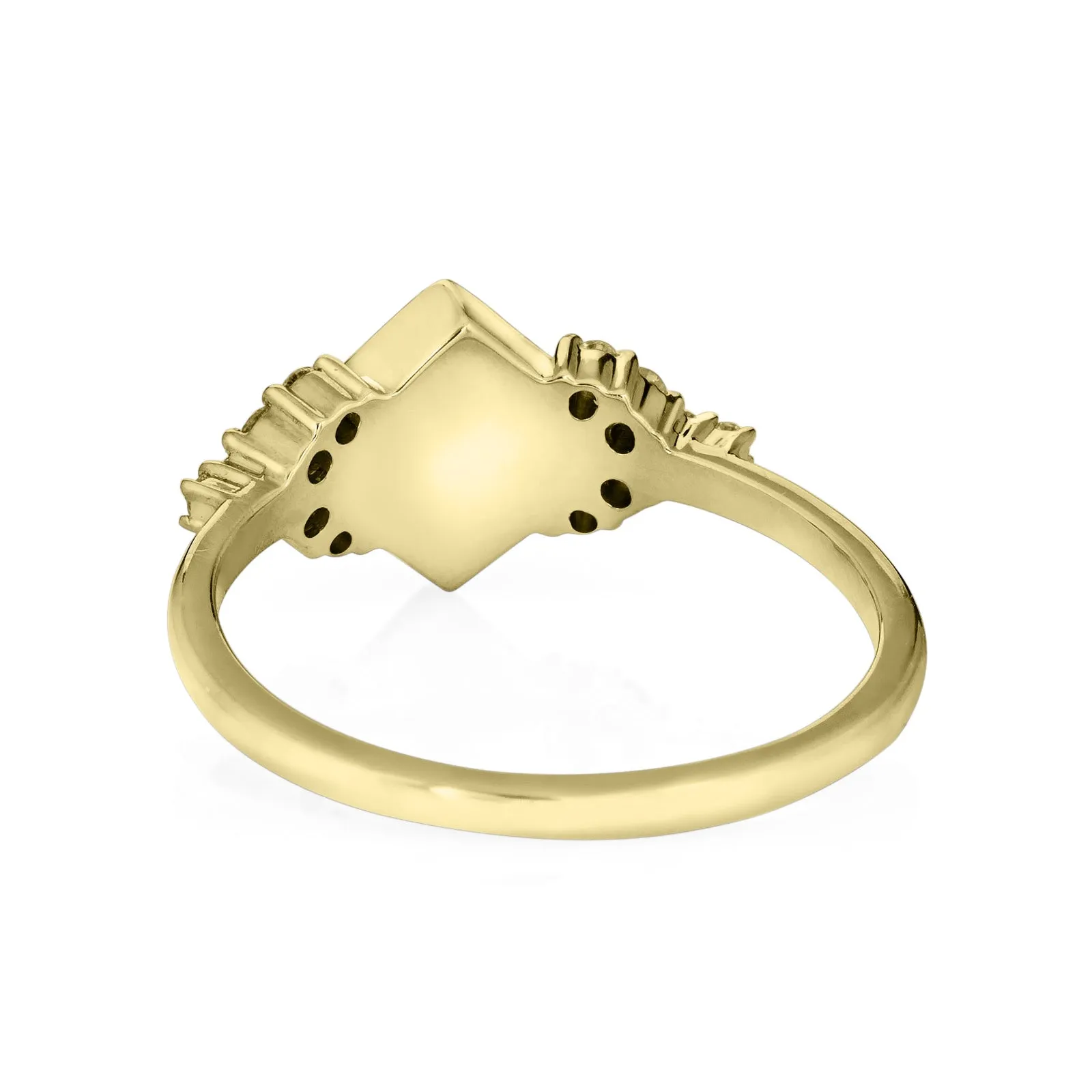 Square Setting Diamond Cluster Cremation Ring in 14K Yellow Gold