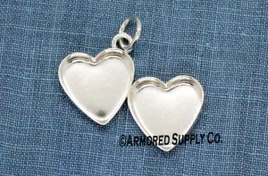 Staggered Double Heart Bezel Pendant Blank Mounting