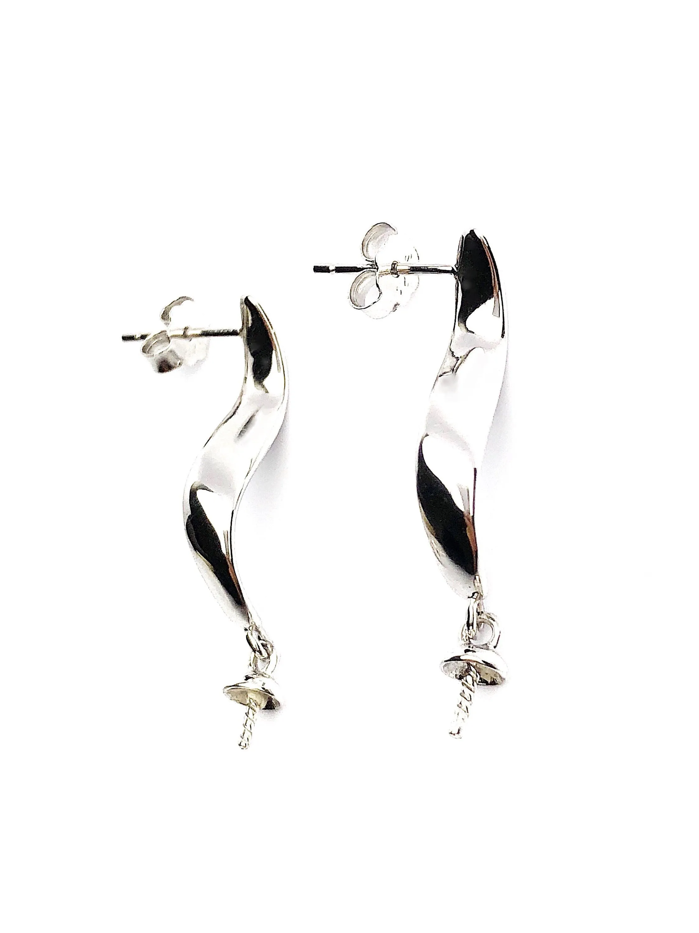 Sterling Silver Pearl Earring Settings - SE22. Setting only. No pearls included.