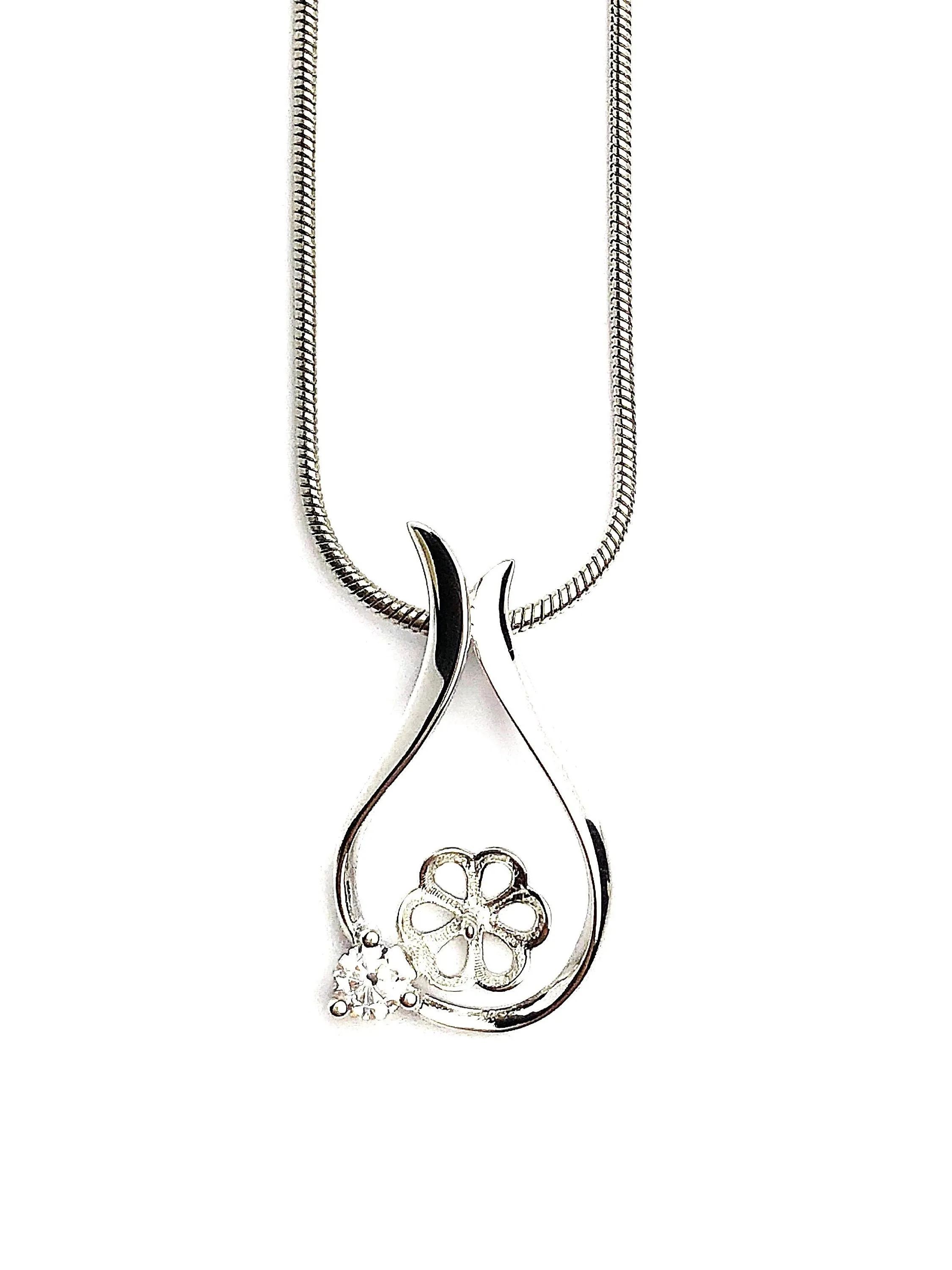 Sterling Silver Pearl Pendant Setting - SP66. Setting only. No pearl included.