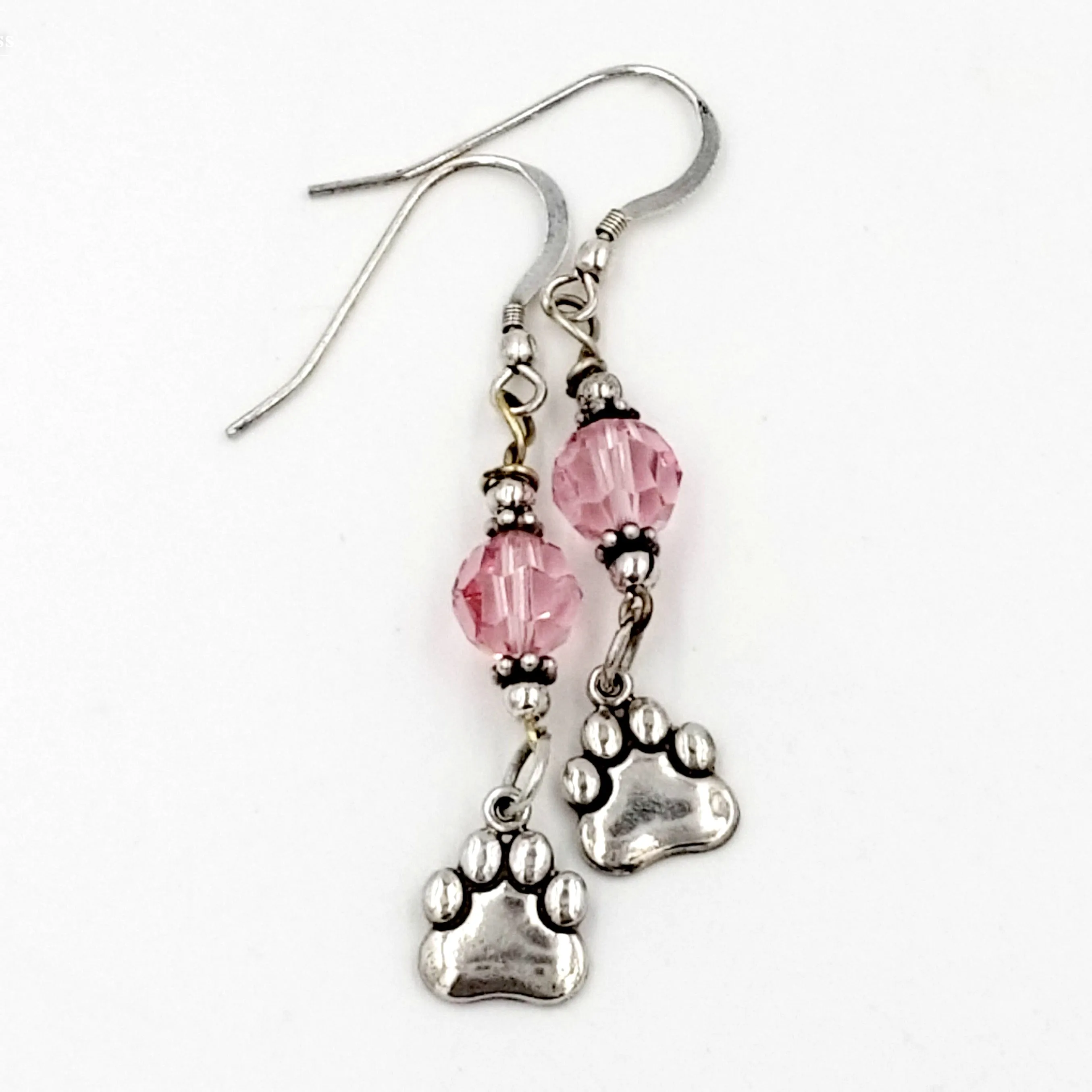 Sterling Silver Tiger Paw Print Earrings - LSU Clemson or Mizzou Team Spirit
