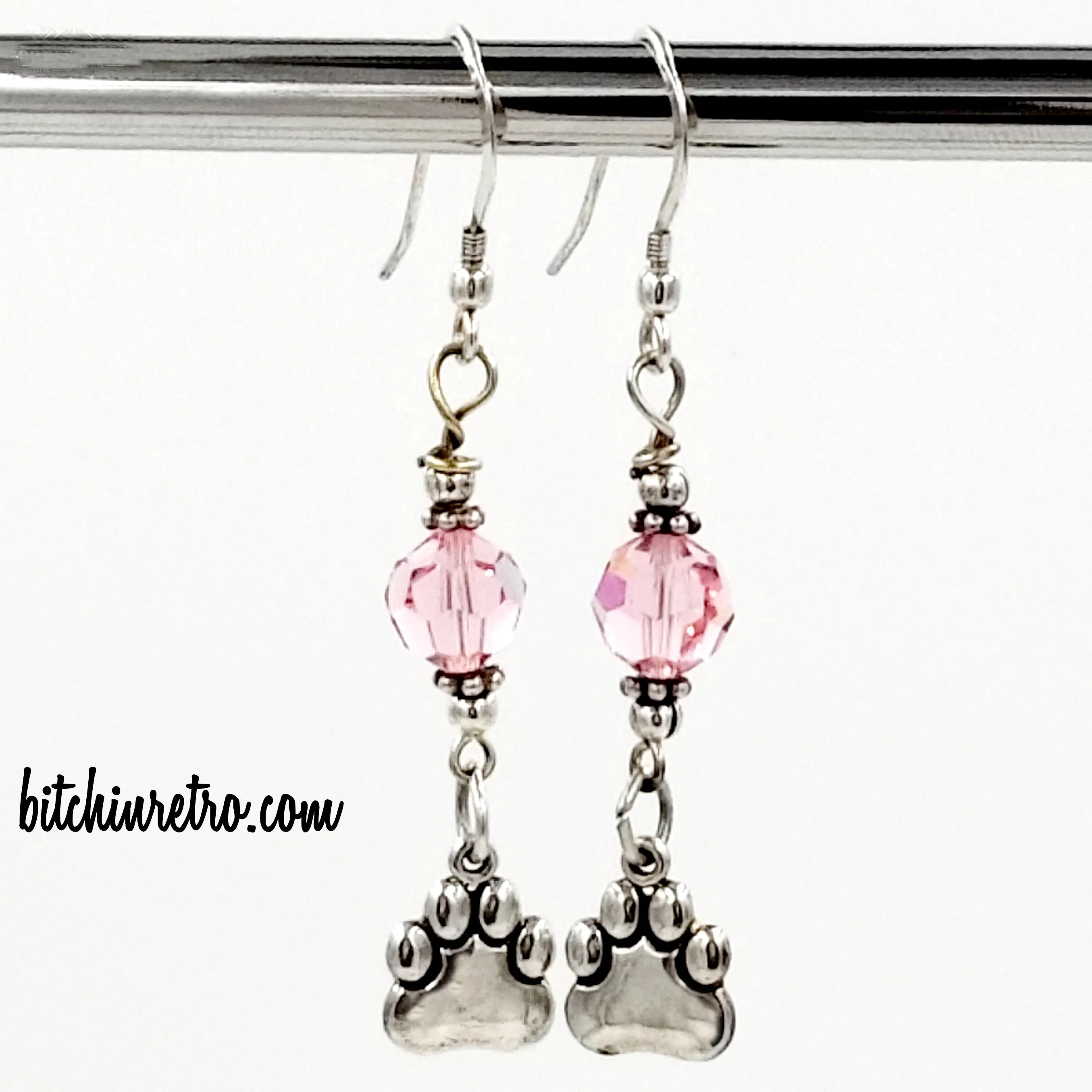 Sterling Silver Tiger Paw Print Earrings - LSU Clemson or Mizzou Team Spirit