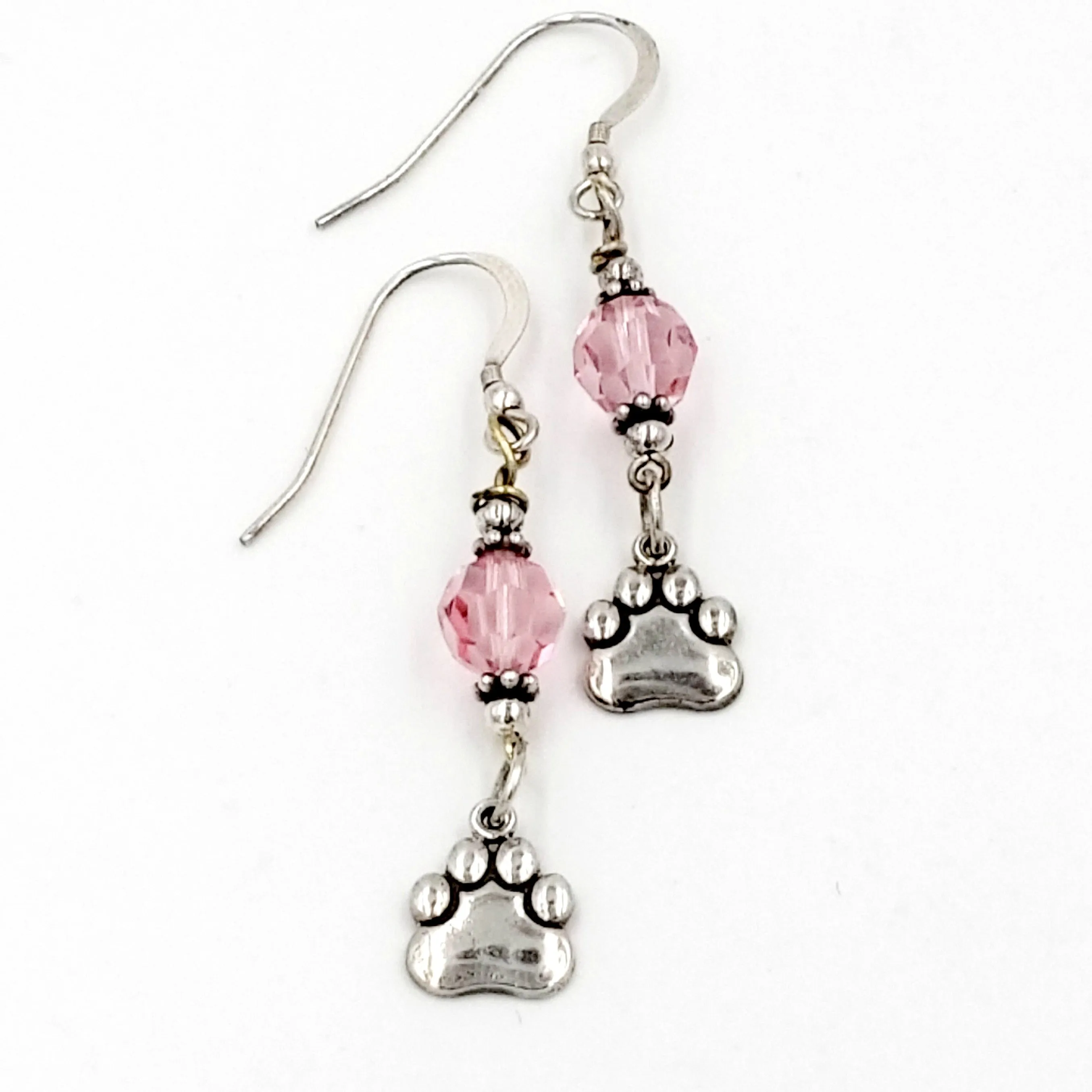 Sterling Silver Tiger Paw Print Earrings - LSU Clemson or Mizzou Team Spirit