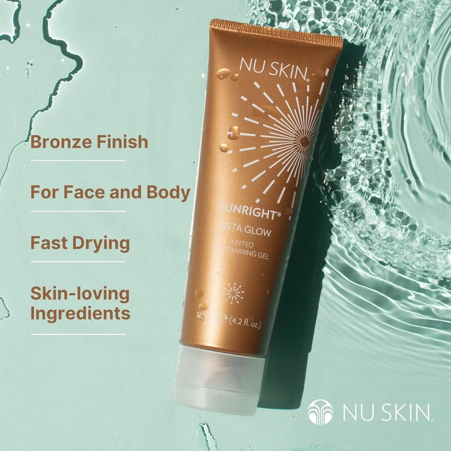 Sunright Insta Glow Self Tanner Gel | 4.2 Oz | Summer Tan | Face & Body Bronzer | Beauty & Skin Care | Vitamin E & Avocado Oil & Amino Acids
