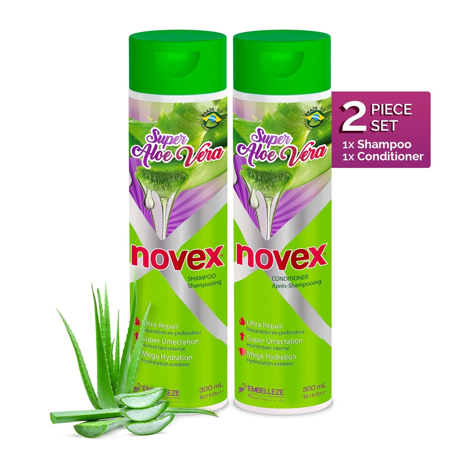 Super Aloe Vera Shampoo and Conditioner Set (300ml)