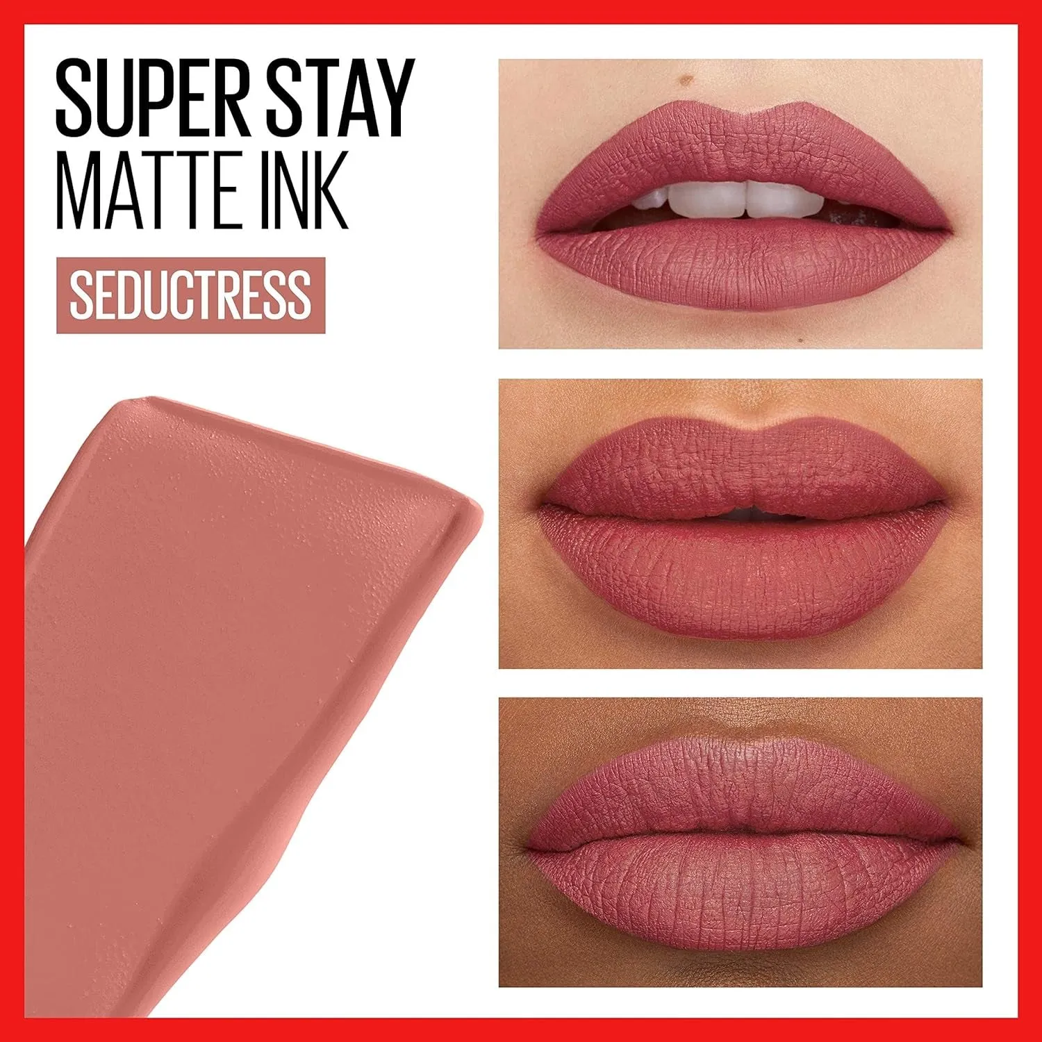Super Stay Matte Ink Liquid Lipstick Makeup, Long Lasting High Impact Color, up to 16H Wear, Seductress, Light Rosey Nude, 1 Count