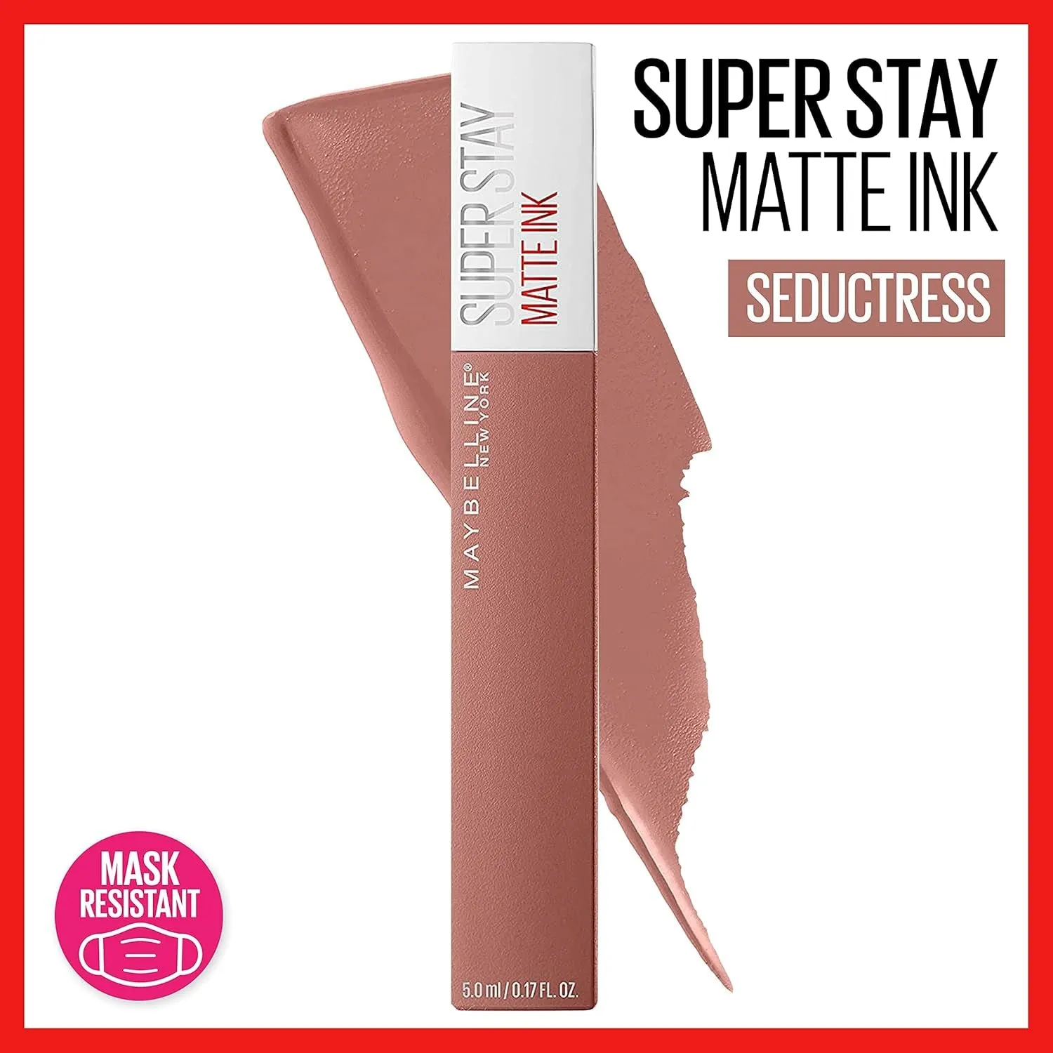Super Stay Matte Ink Liquid Lipstick Makeup, Long Lasting High Impact Color, up to 16H Wear, Seductress, Light Rosey Nude, 1 Count