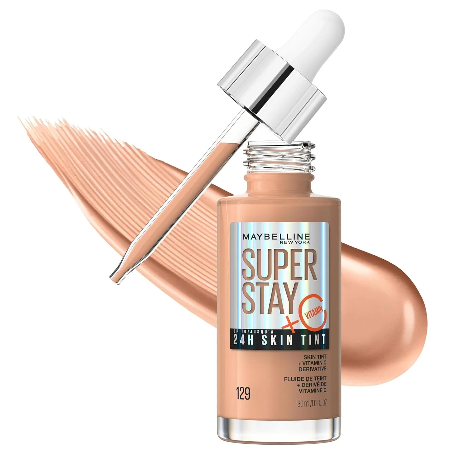 Super Stay up to 24HR Skin Tint, Radiant Light-To-Medium Coverage Foundation, Makeup Infused with Vitamin C, 120, 1 Count