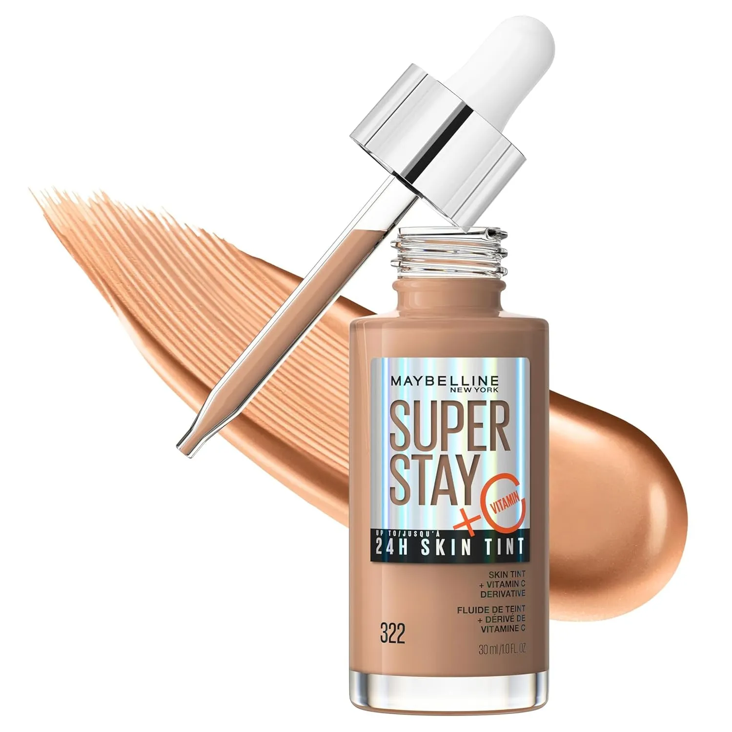 Super Stay up to 24HR Skin Tint, Radiant Light-To-Medium Coverage Foundation, Makeup Infused with Vitamin C, 120, 1 Count