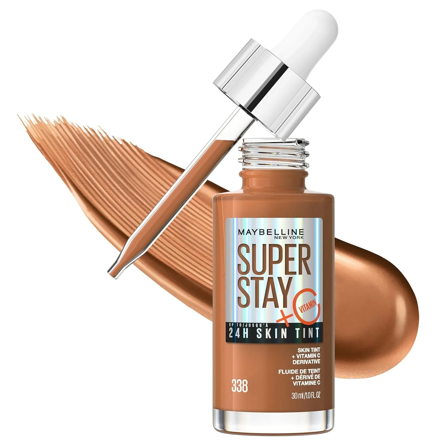 Super Stay up to 24HR Skin Tint, Radiant Light-To-Medium Coverage Foundation, Makeup Infused with Vitamin C, 120, 1 Count