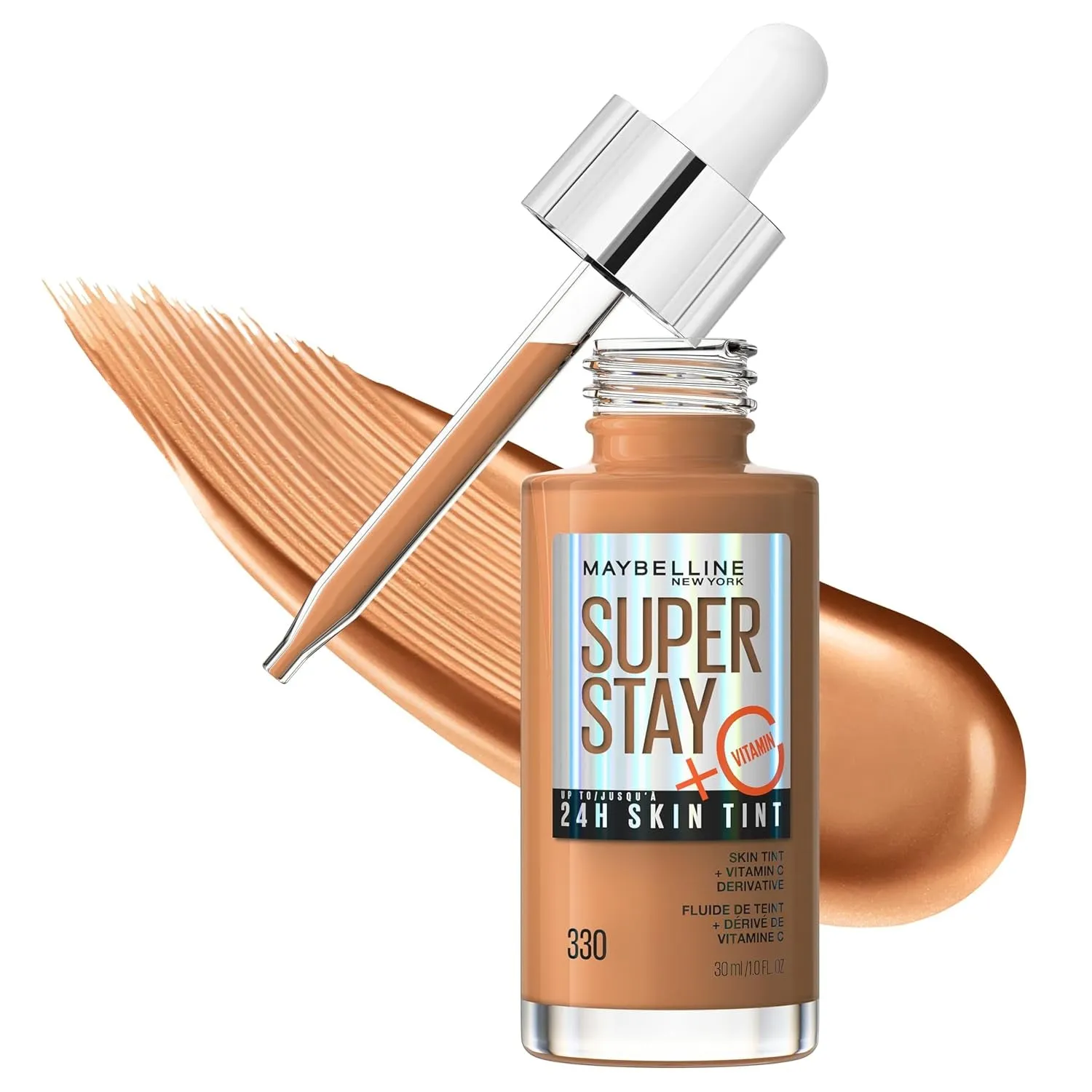 Super Stay up to 24HR Skin Tint, Radiant Light-To-Medium Coverage Foundation, Makeup Infused with Vitamin C, 120, 1 Count