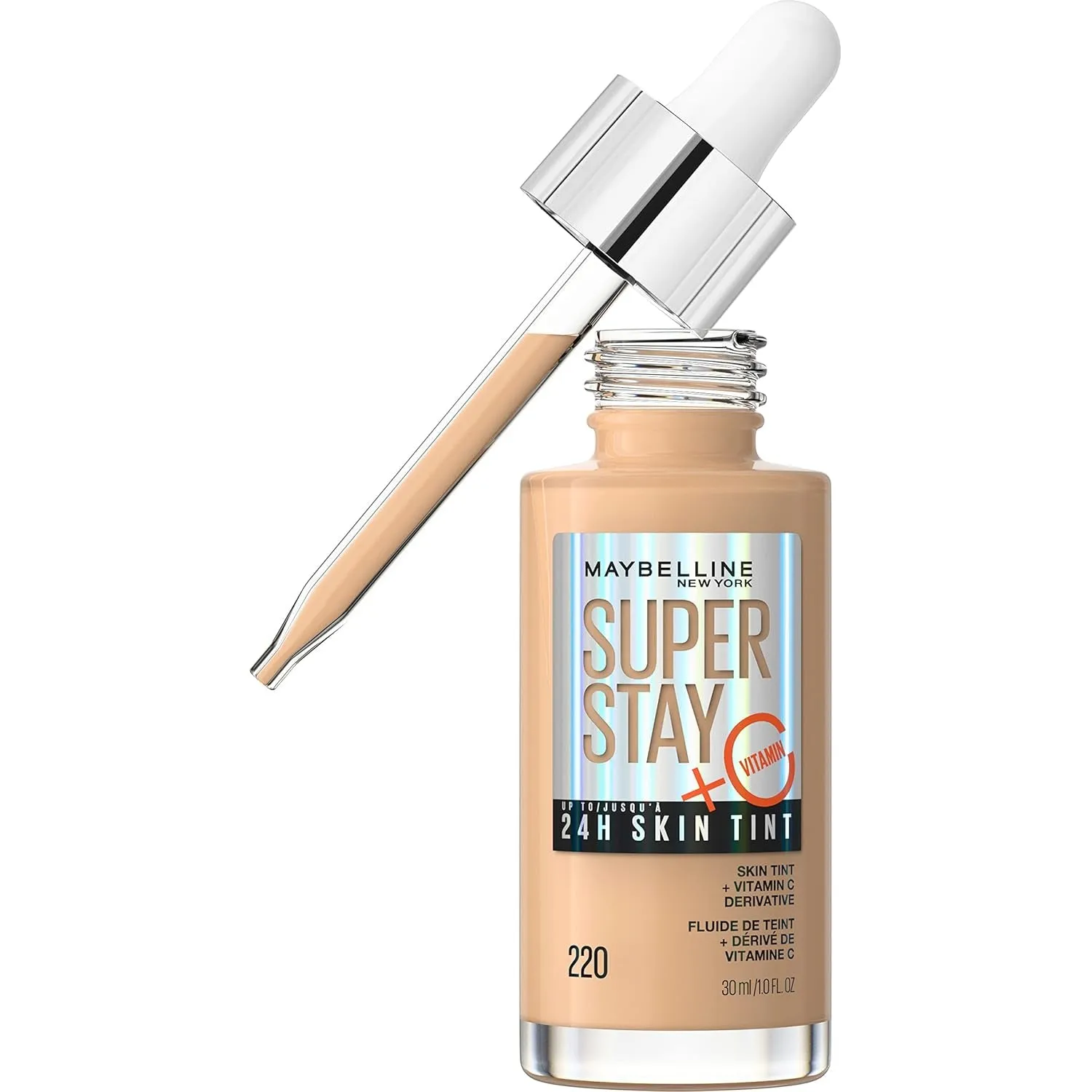 Super Stay up to 24HR Skin Tint, Radiant Light-To-Medium Coverage Foundation, Makeup Infused with Vitamin C, 120, 1 Count