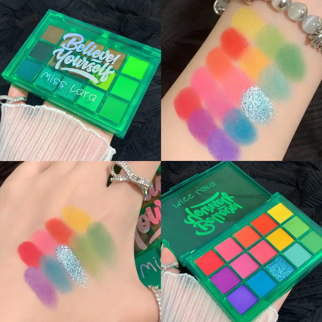 Sweet Party Eyeshadow Pallete Neon Makeup Palette 15 Shimmer Glitter Matte Shades
