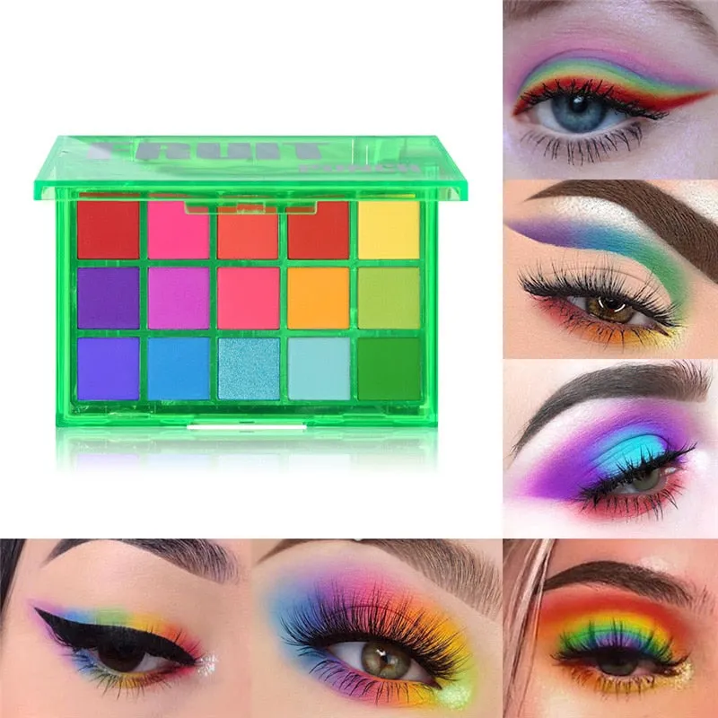 Sweet Party Eyeshadow Pallete Neon Makeup Palette 15 Shimmer Glitter Matte Shades