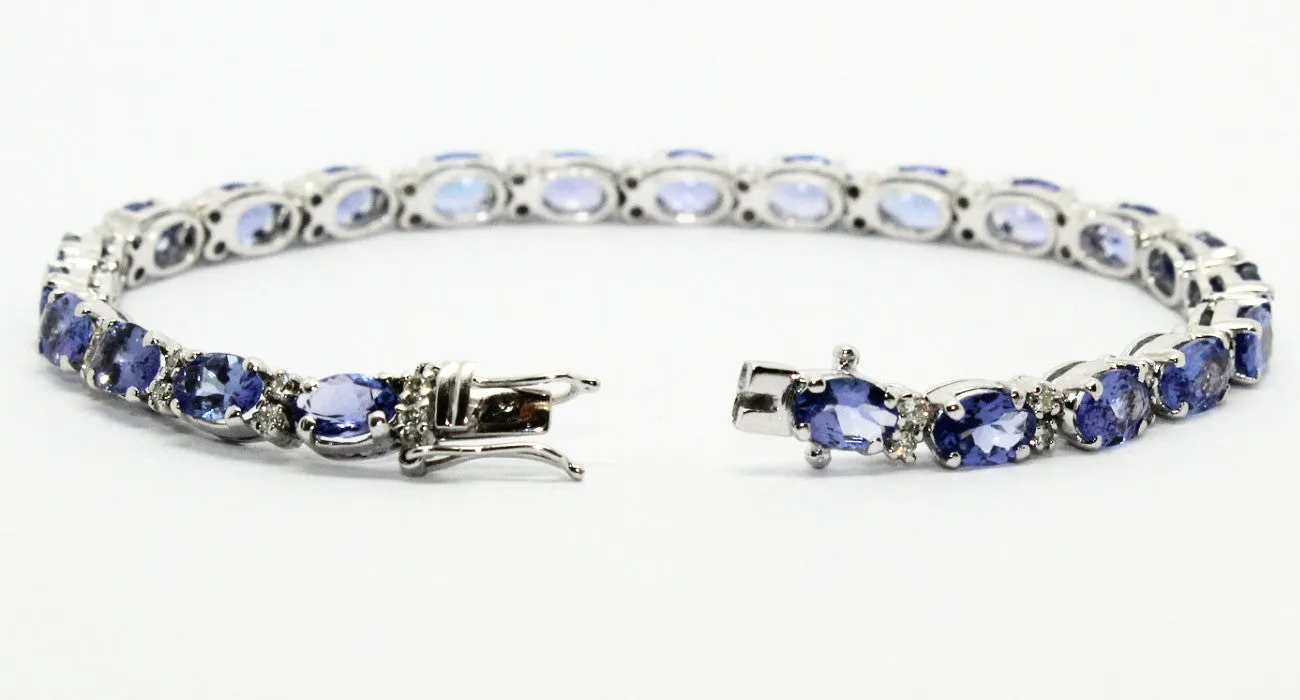 Tanzanite And Diamond Tennis Bracelet Ad No.0692