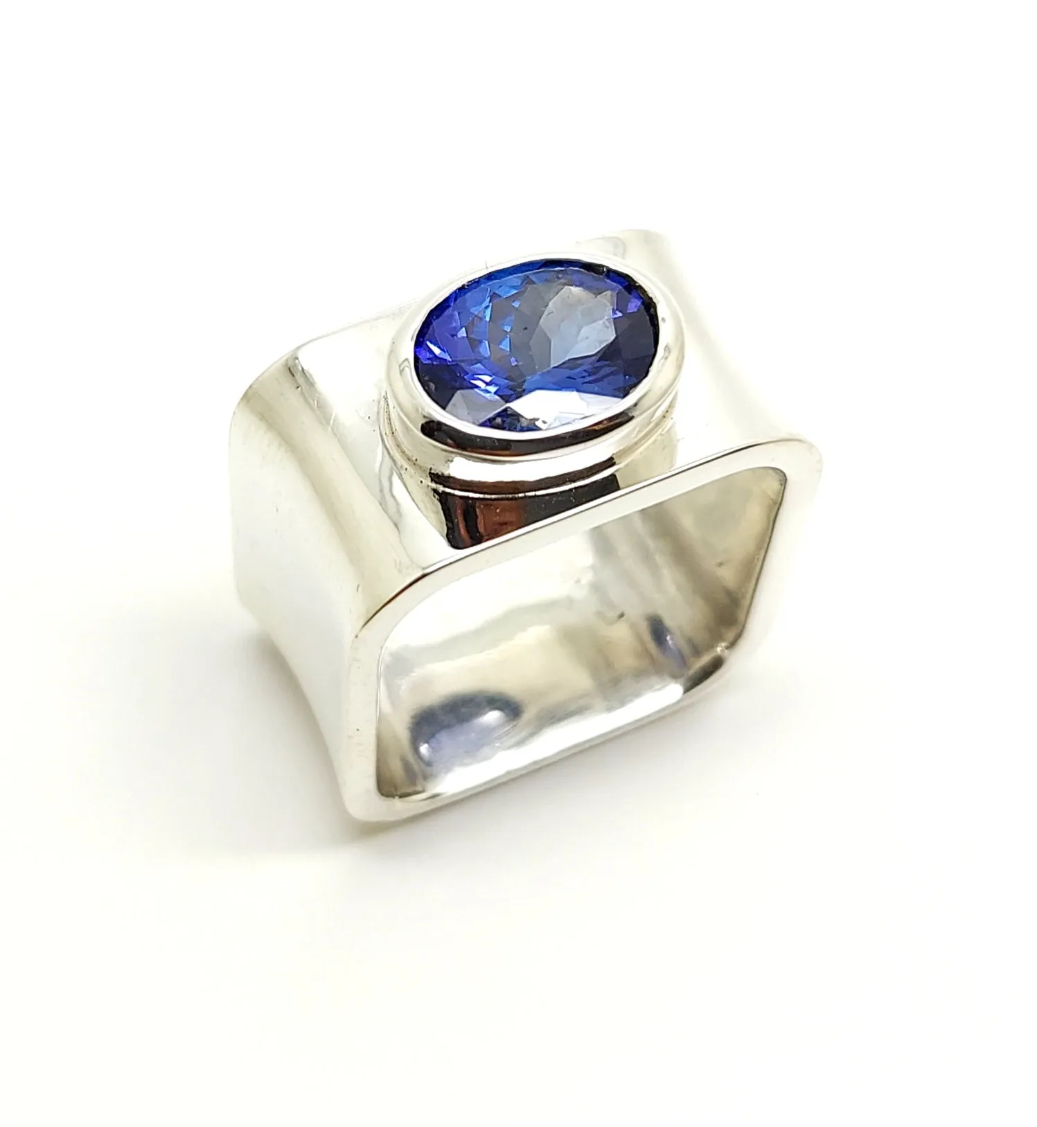 Tanzanite silver square Ring