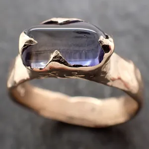 Tanzanite tumbled blue green 14k Rose gold Solitaire gemstone ring 2941