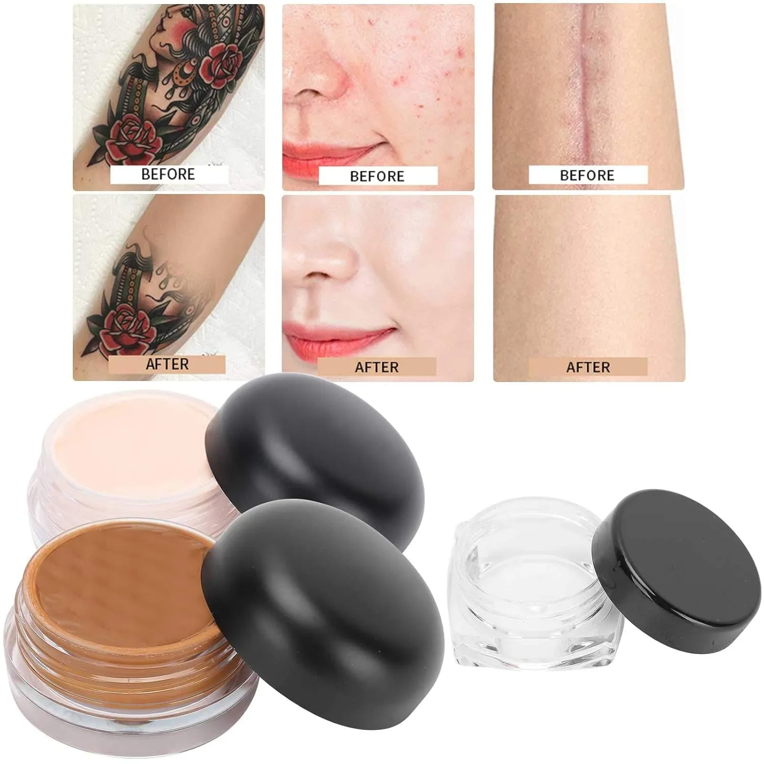 Tattoo Cover Up, Skin Concealer Waterproof Tattoo Concealer Makeup Body Birthmark Scar Spots Cover Cream for Men Women on Body