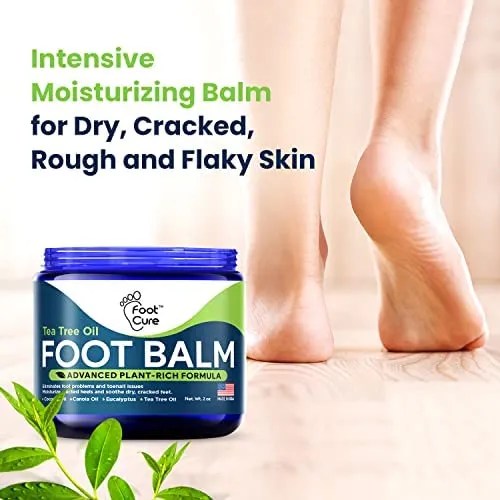 Tea Tree Oil Foot Balm - Foot Moisturizer for Dry Cracked Feet - Instantly Hydrates & Soothes Irritated Skin & Athletes Foot - Best Foot Care for Women and Men - Made in USA 2PK