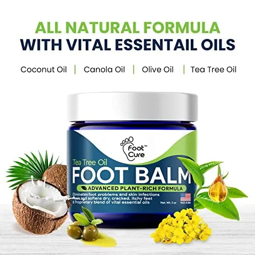 Tea Tree Oil Foot Balm - Foot Moisturizer for Dry Cracked Feet - Instantly Hydrates & Soothes Irritated Skin & Athletes Foot - Best Foot Care for Women and Men - Made in USA 2PK