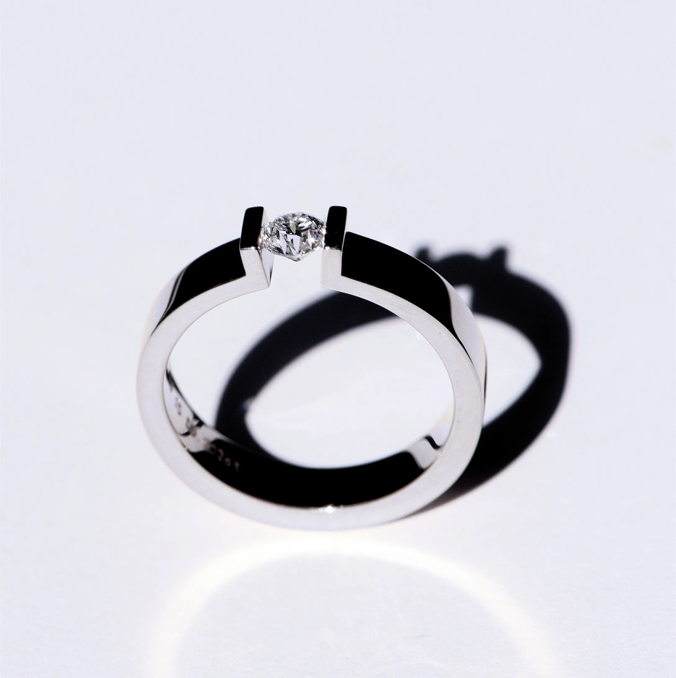 Tension Setting GIA Diamond Wedding Ring