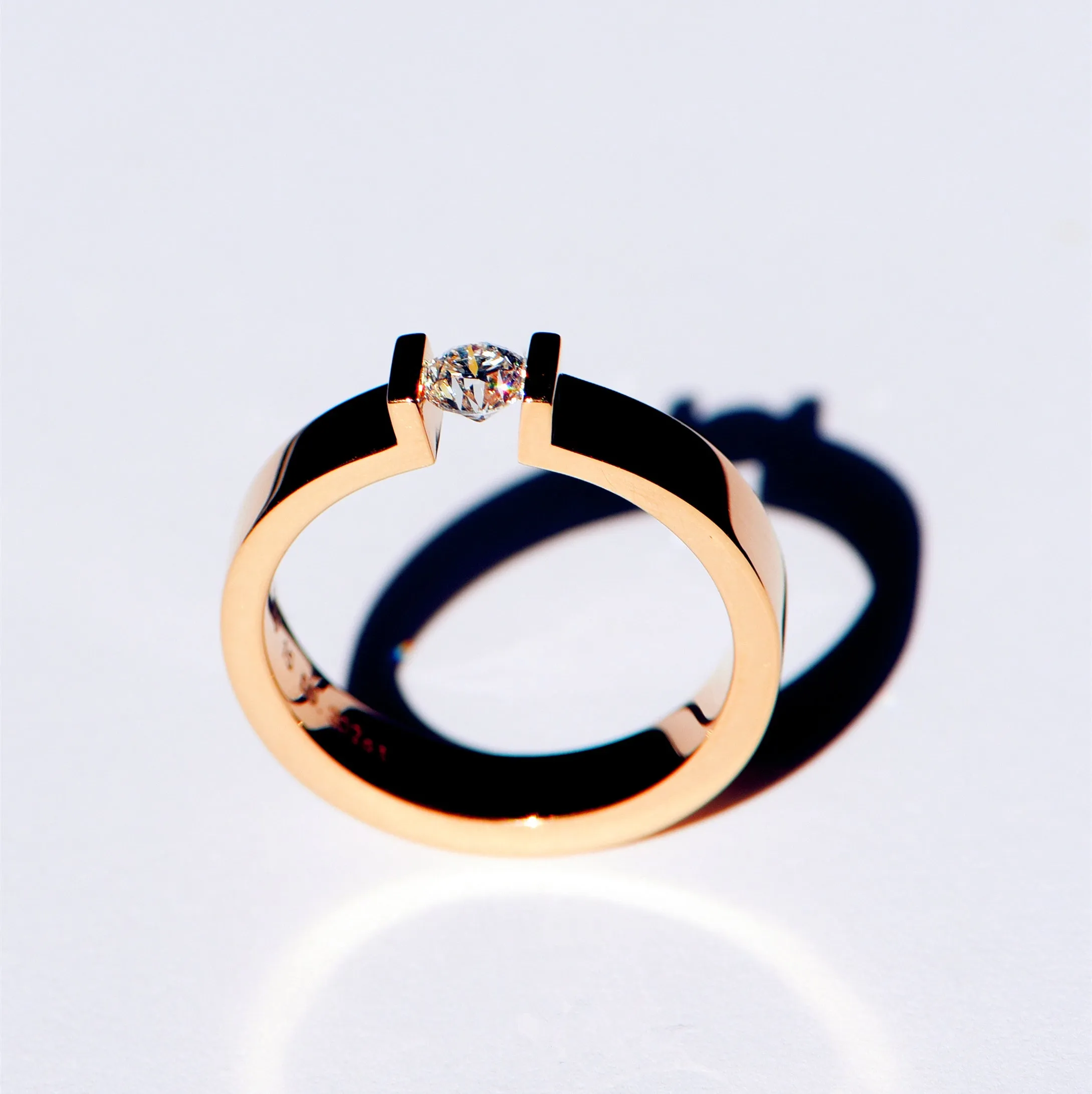 Tension Setting GIA Diamond Wedding Ring
