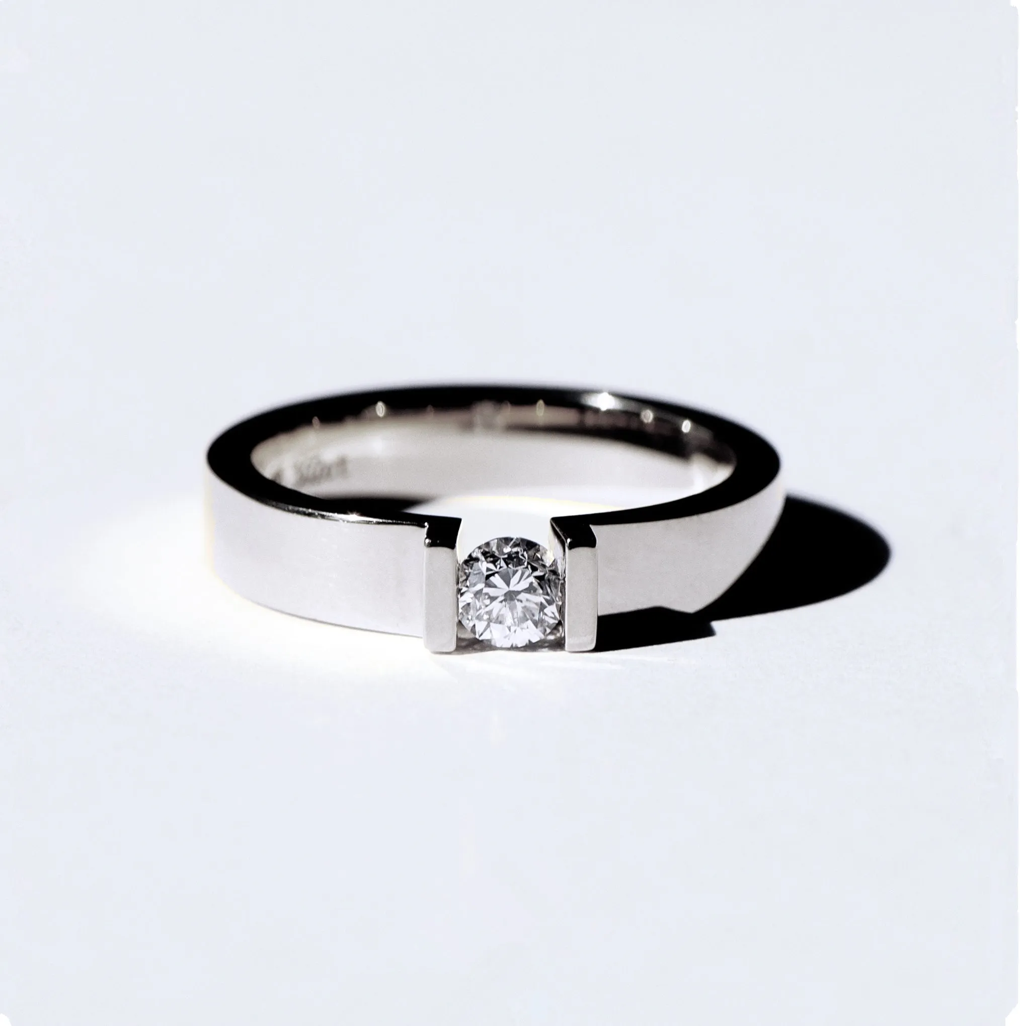Tension Setting GIA Diamond Wedding Ring