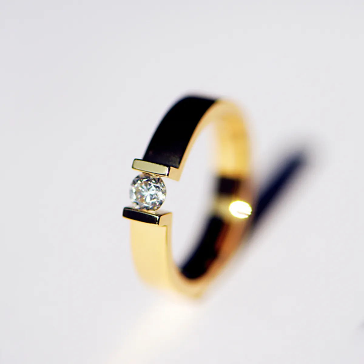 Tension Setting GIA Diamond Wedding Ring