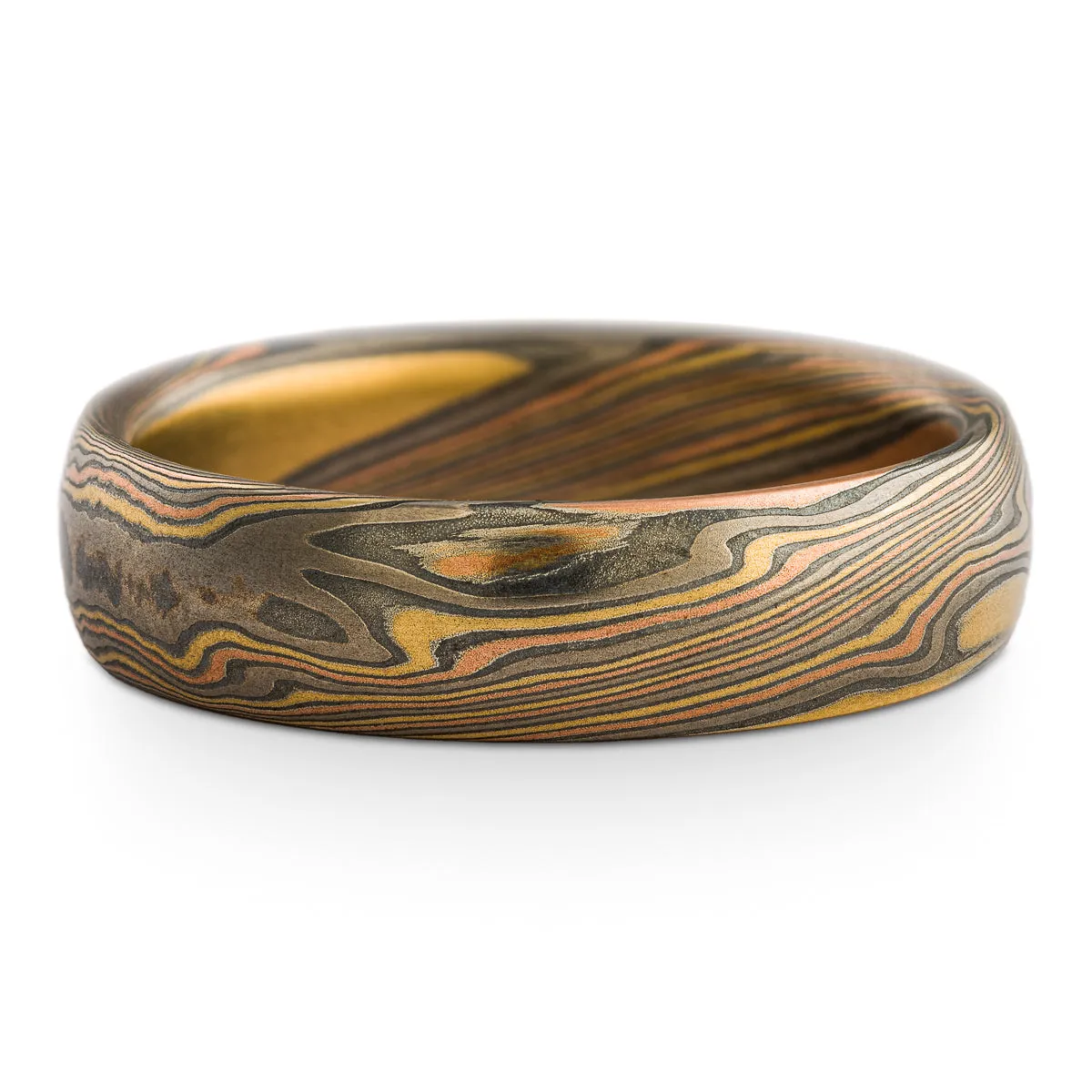 Terra Mokume Gane Ring or Wedding Band in Firestorm Palette and Twist Pattern