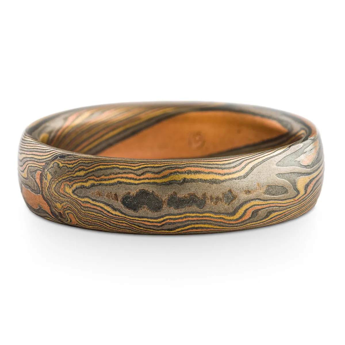 Terra Mokume Gane Ring or Wedding Band in Firestorm Palette and Twist Pattern
