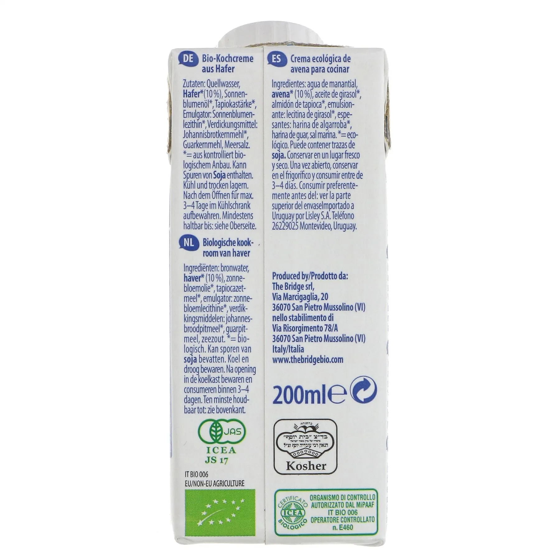 The Bridge | Oat Cream - Organic - non dairy cream | 200ml