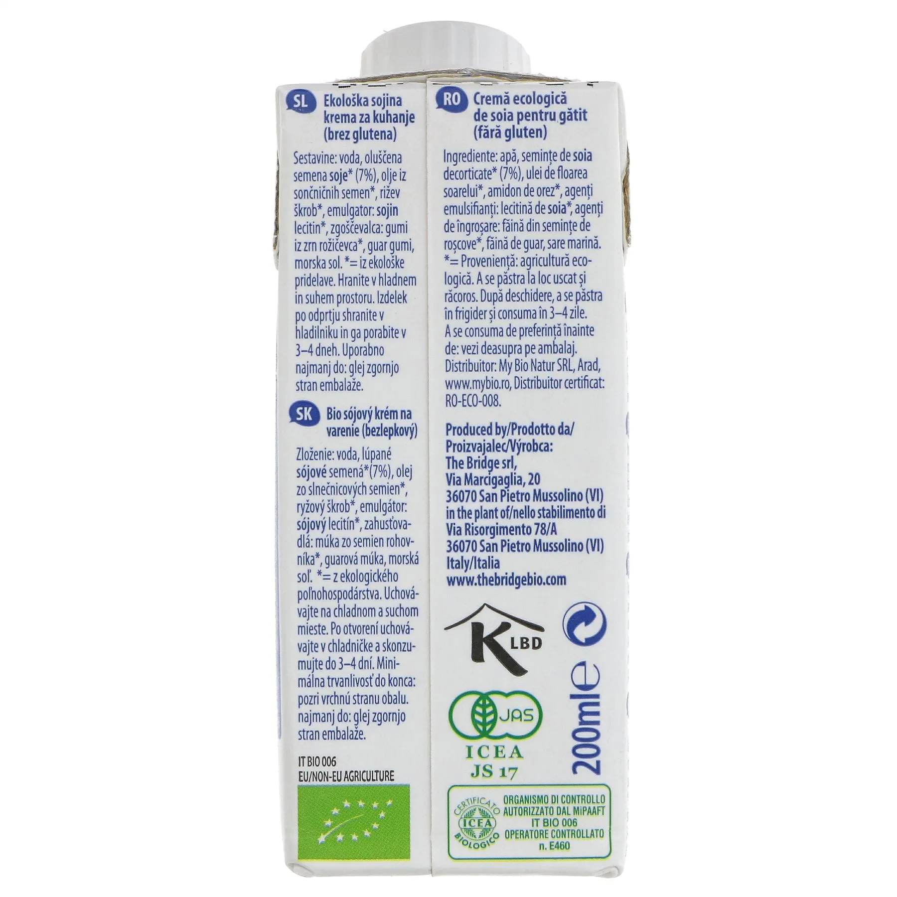 The Bridge | Soya Cream - Organic - non dairy cream | 200ml