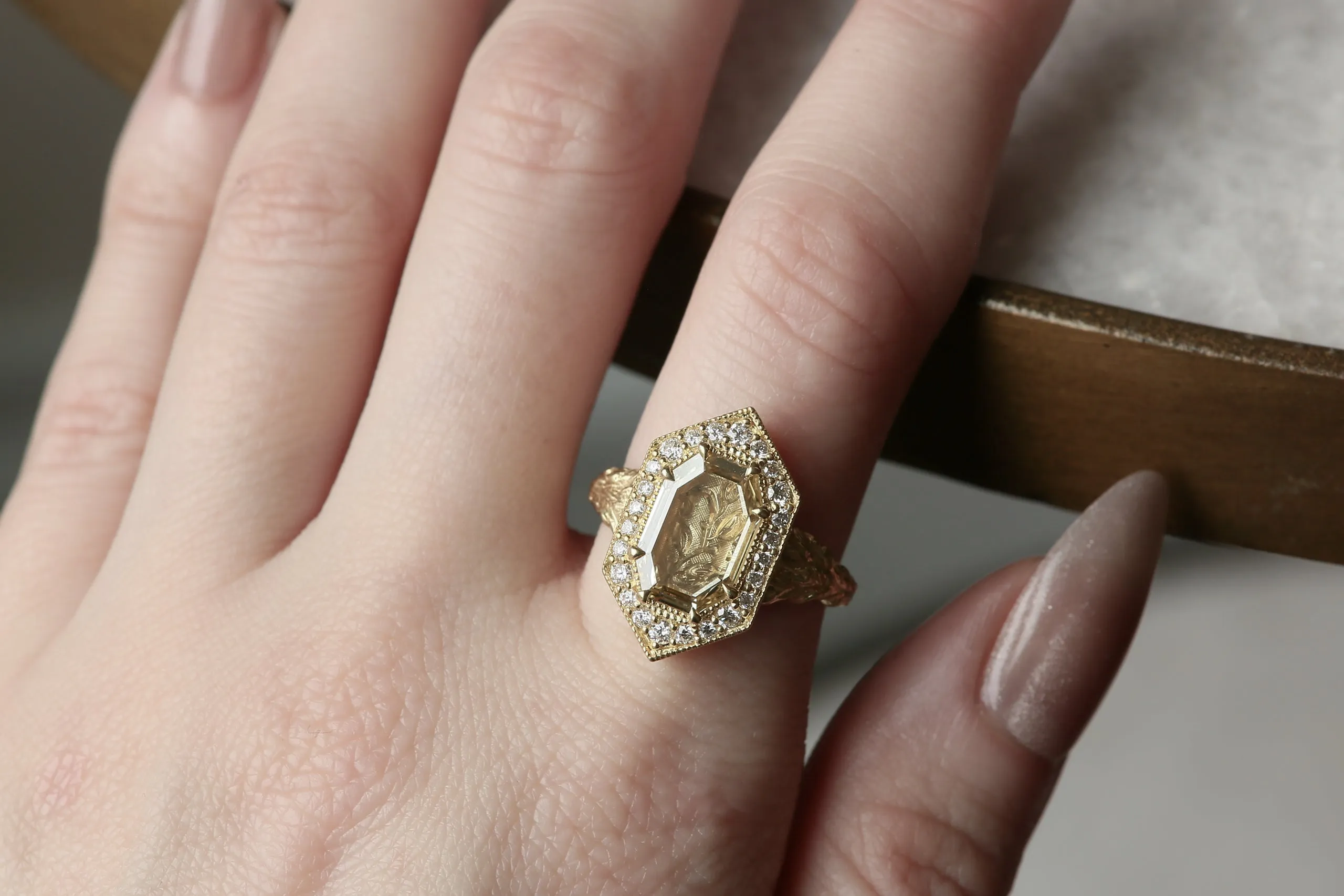 The Illuminated No. 1 Ring in Natural Portrait Cut Diamond - Ready to Ship