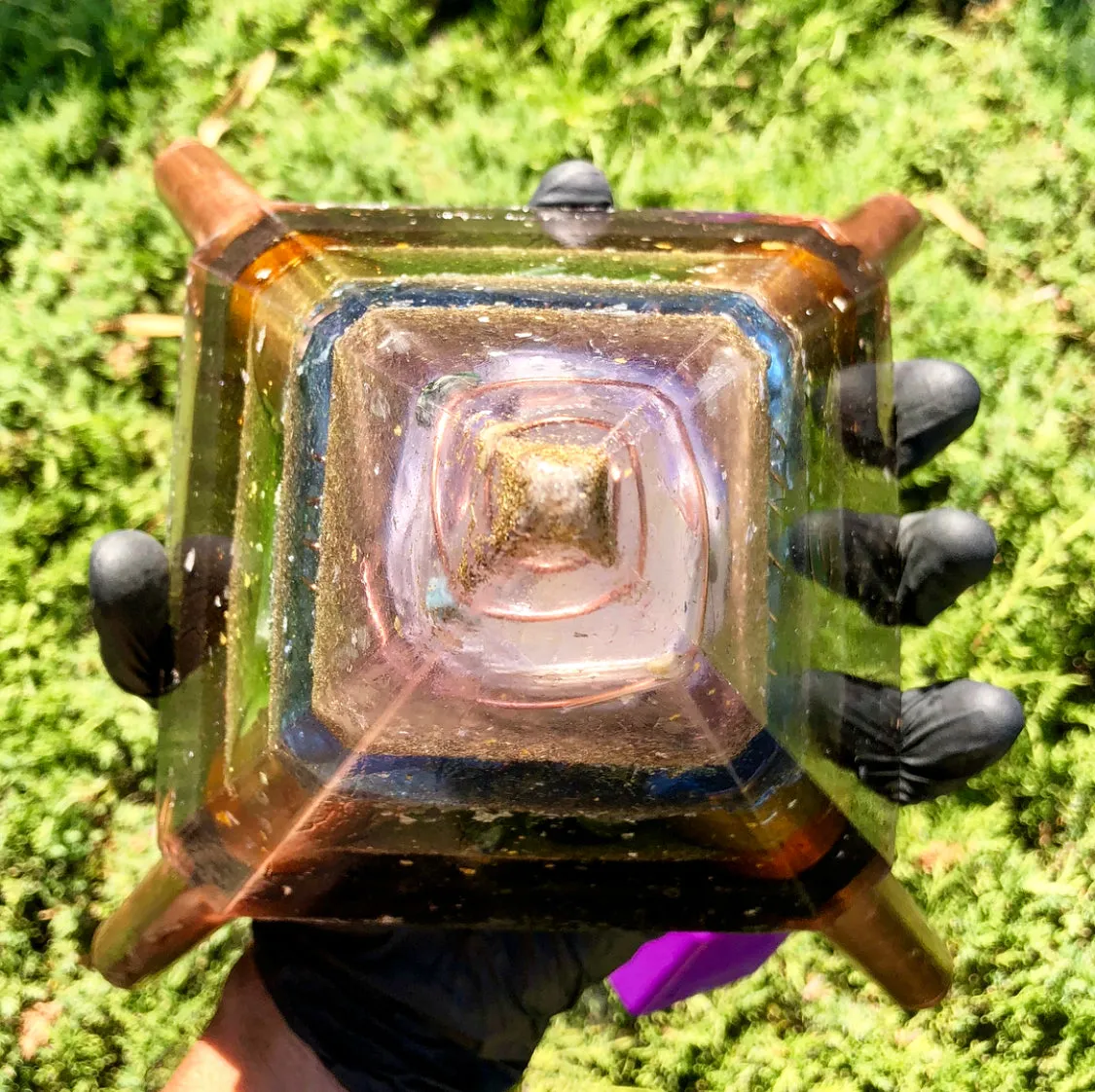The "Nubian Chakra Equalizer Mini-Chembuster" - 6 lbs, 8 Sided Radionics Orgone Pyramid w/ Tensor Ring & Earth Pipes for grounding