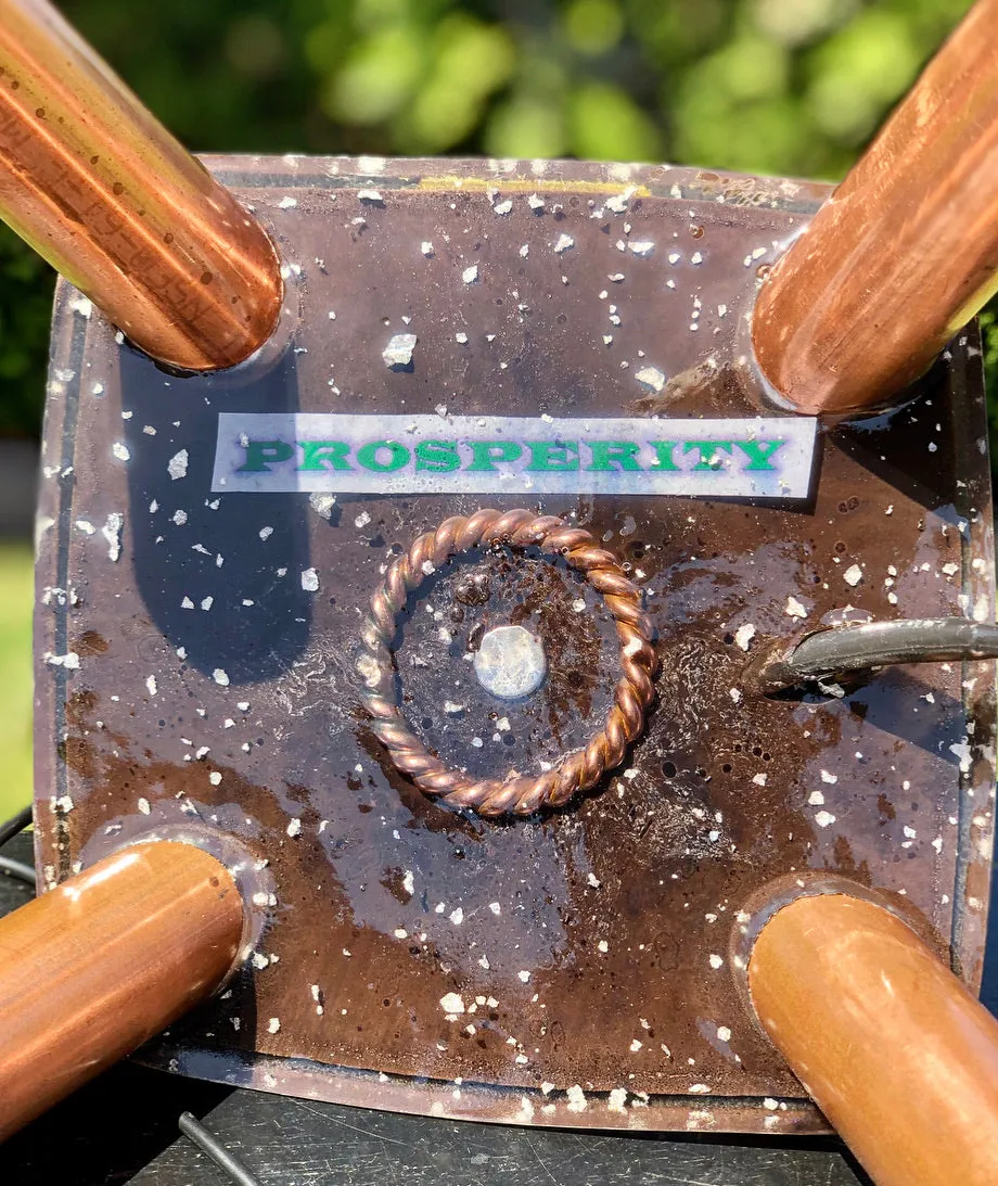 The "Nubian Chakra Equalizer Mini-Chembuster" - 6 lbs, 8 Sided Radionics Orgone Pyramid w/ Tensor Ring & Earth Pipes for grounding