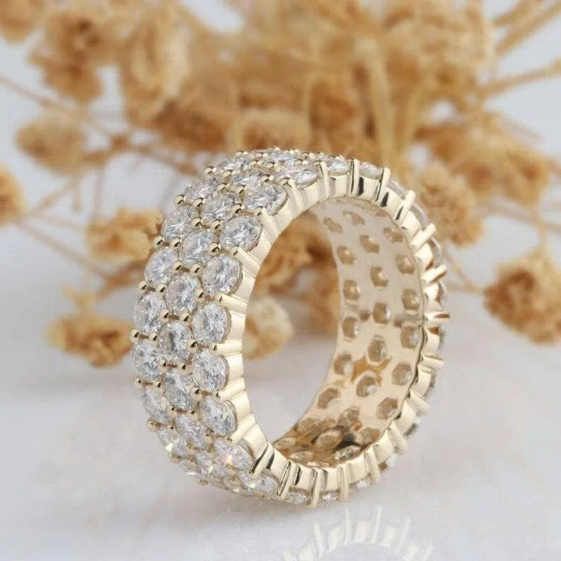 Three Rows 2.5mm Diamond Full Eternity Wedding Band