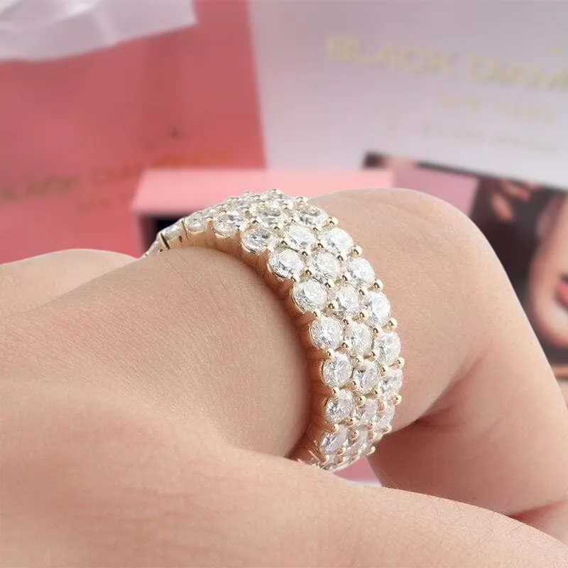 Three Rows 2.5mm Diamond Full Eternity Wedding Band