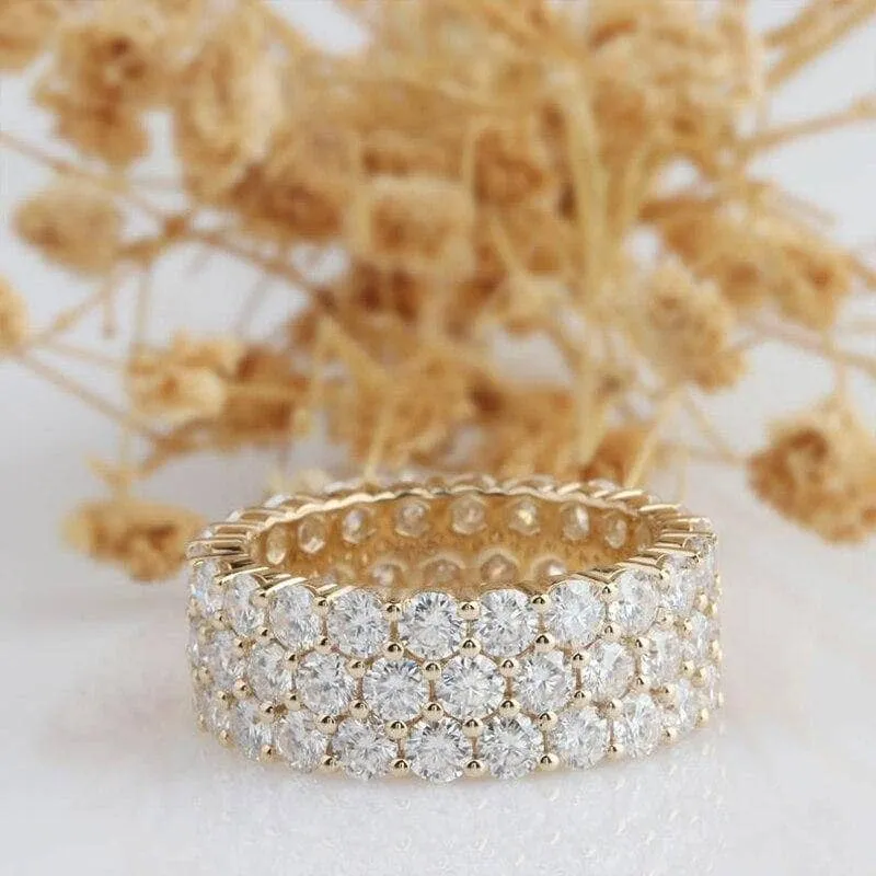 Three Rows 2.5mm Diamond Full Eternity Wedding Band