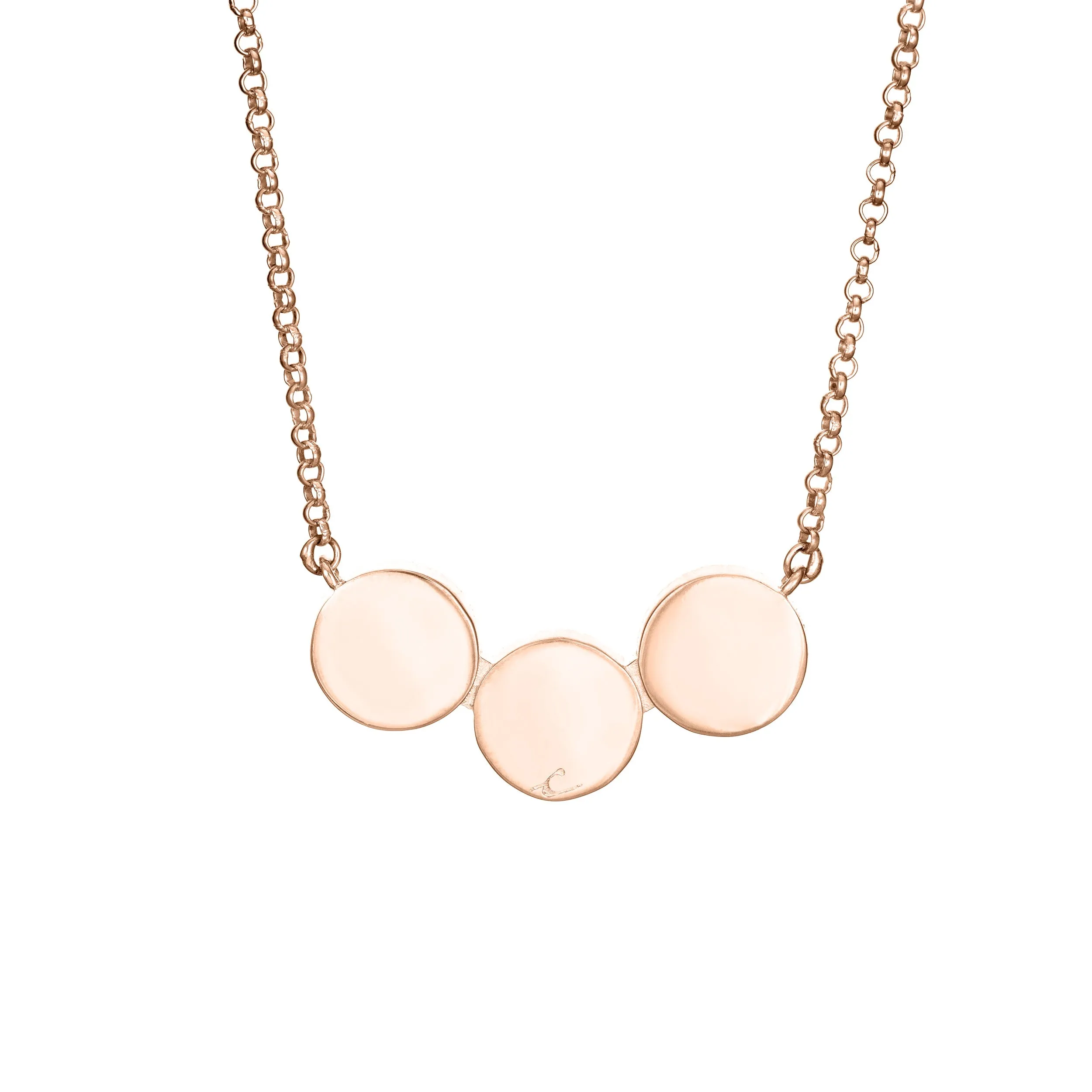 Three Setting Chevron Cremation Necklace in 14K Rose Gold