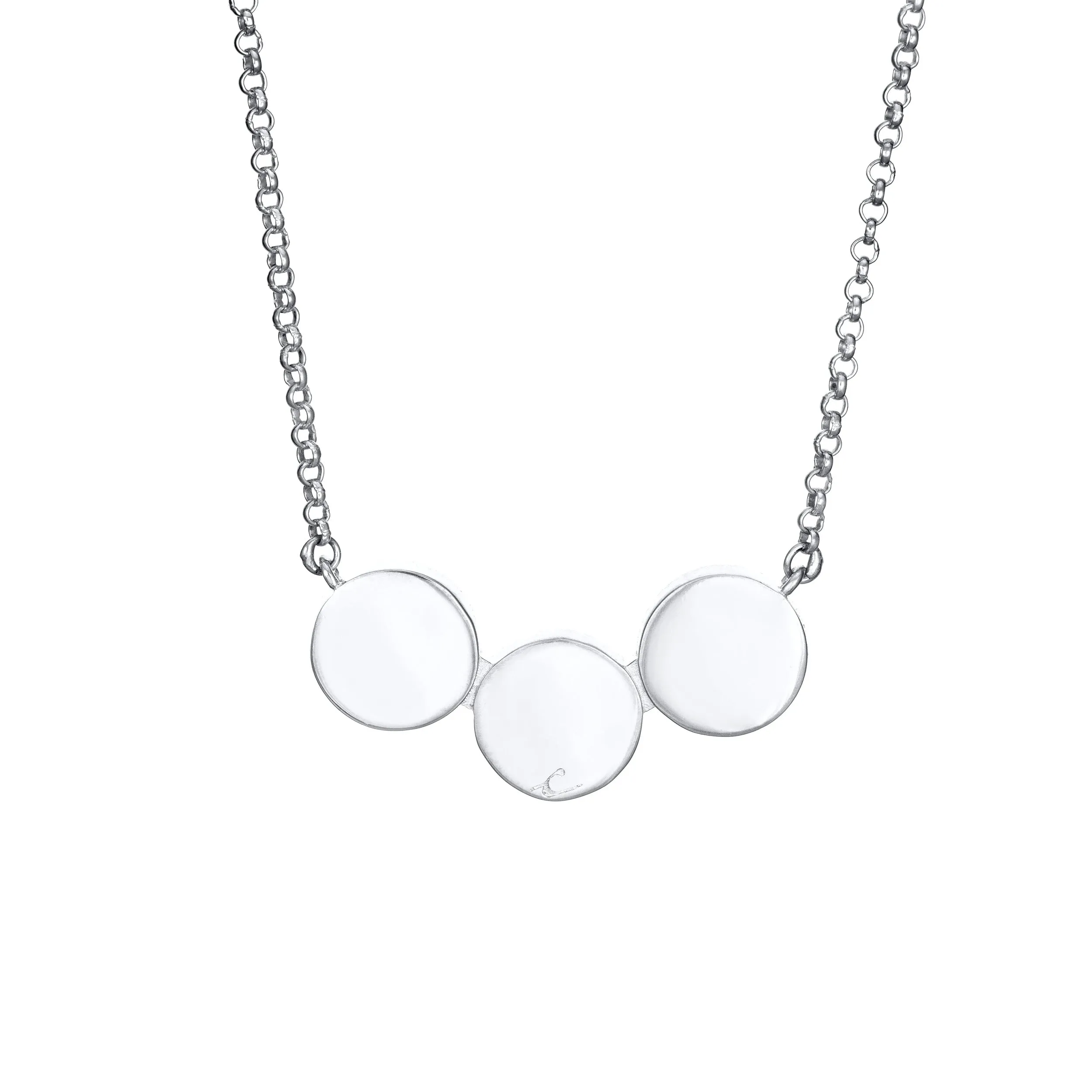 Three Setting Chevron Cremation Necklace in 14K White Gold