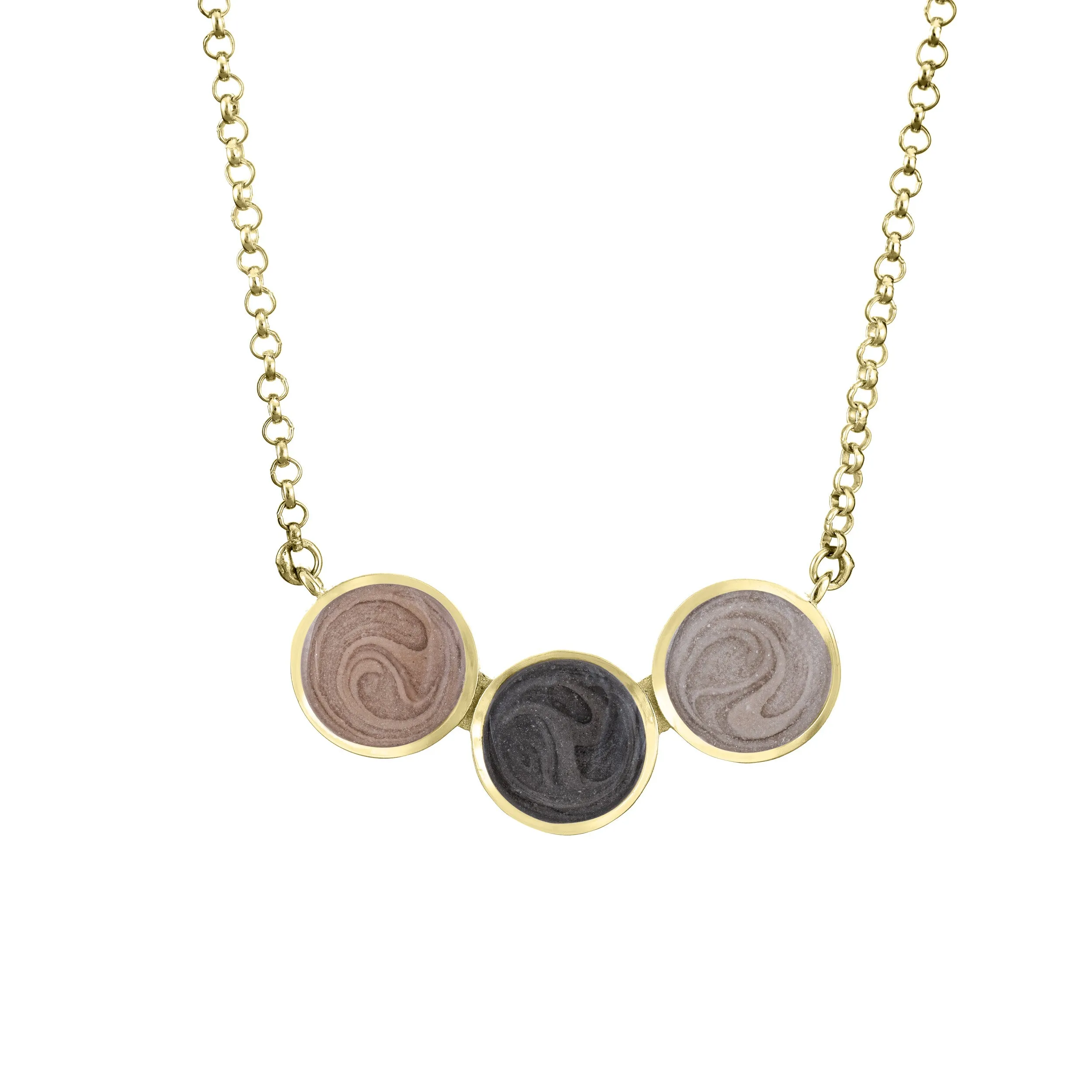 Three Setting Chevron Cremation Necklace in 14K Yellow Gold