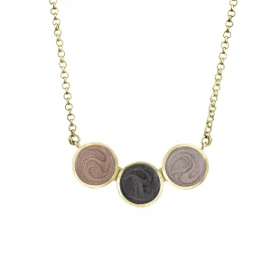 Three Setting Chevron Cremation Necklace in 14K Yellow Gold