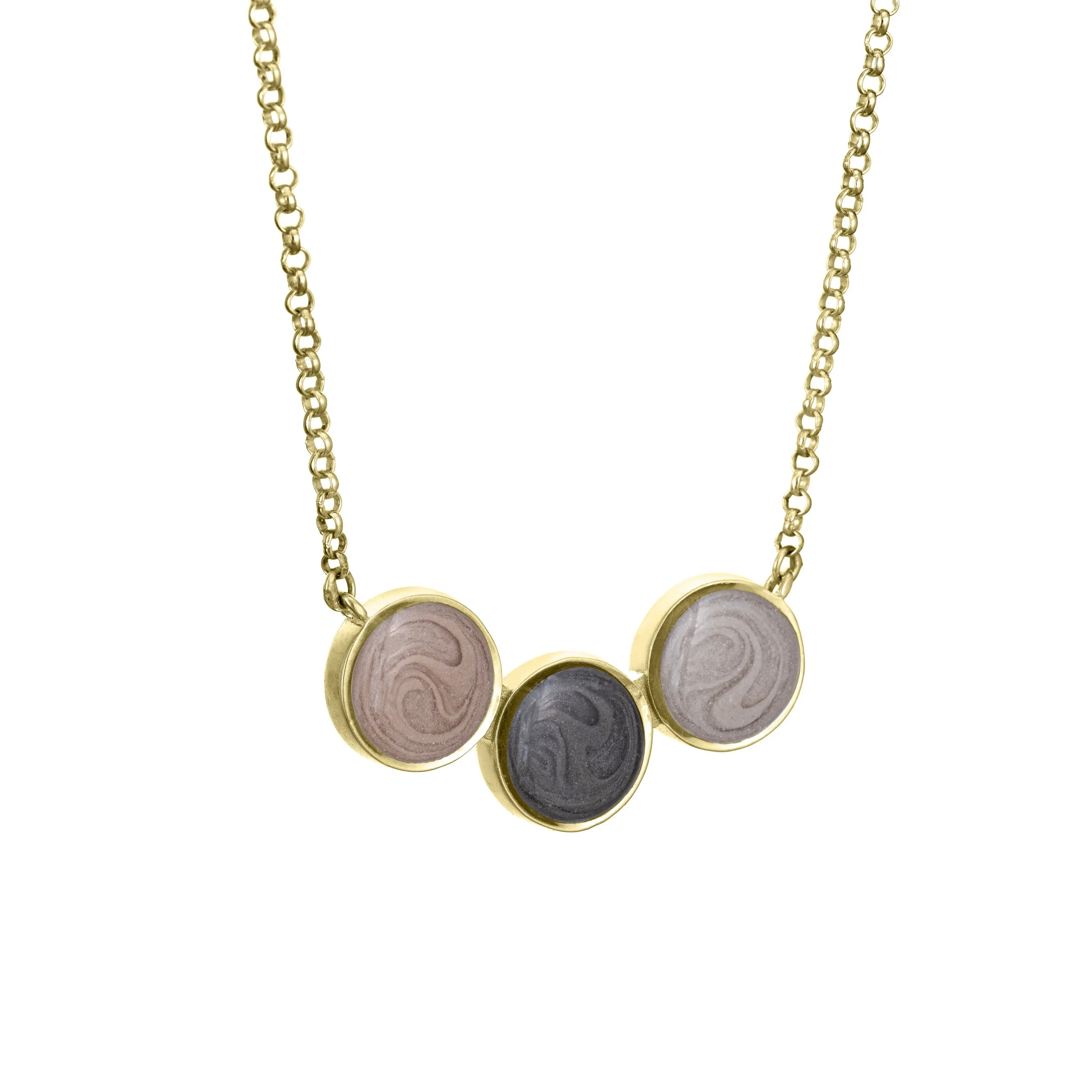 Three Setting Chevron Cremation Necklace in 14K Yellow Gold