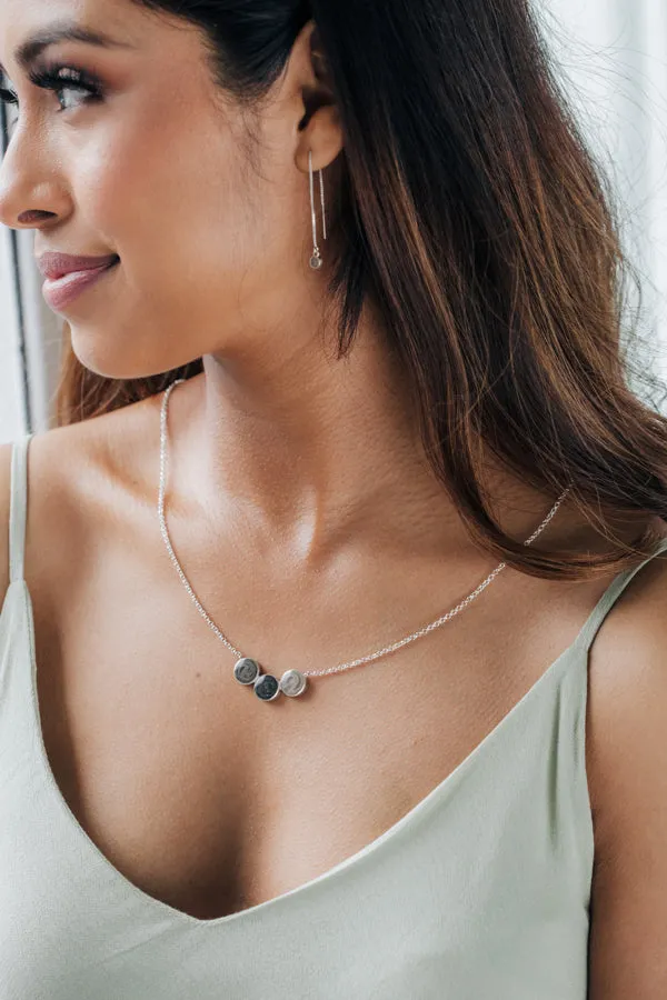 Three Setting Chevron Cremation Necklace in Sterling Silver