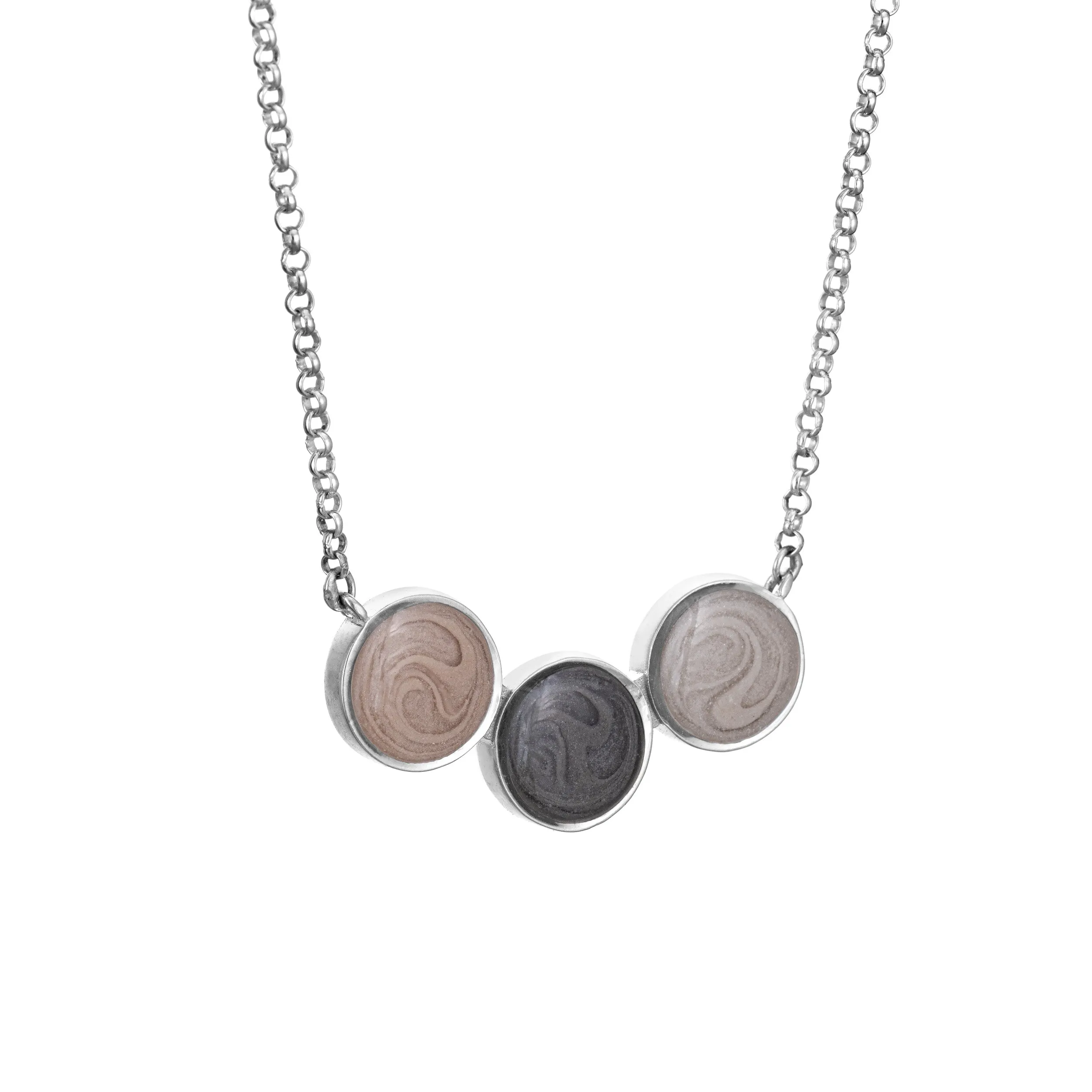 Three Setting Chevron Cremation Necklace in Sterling Silver