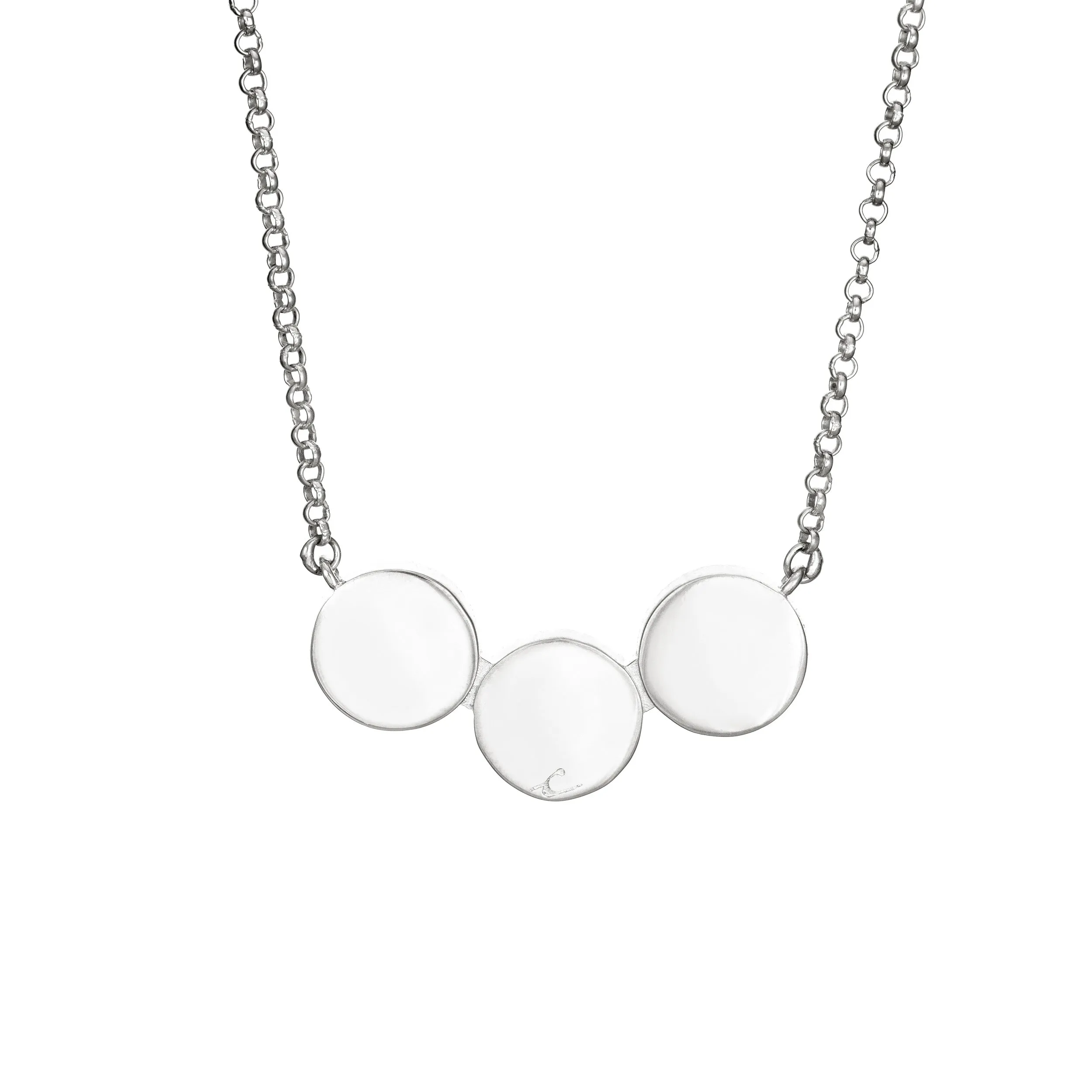 Three Setting Chevron Cremation Necklace in Sterling Silver