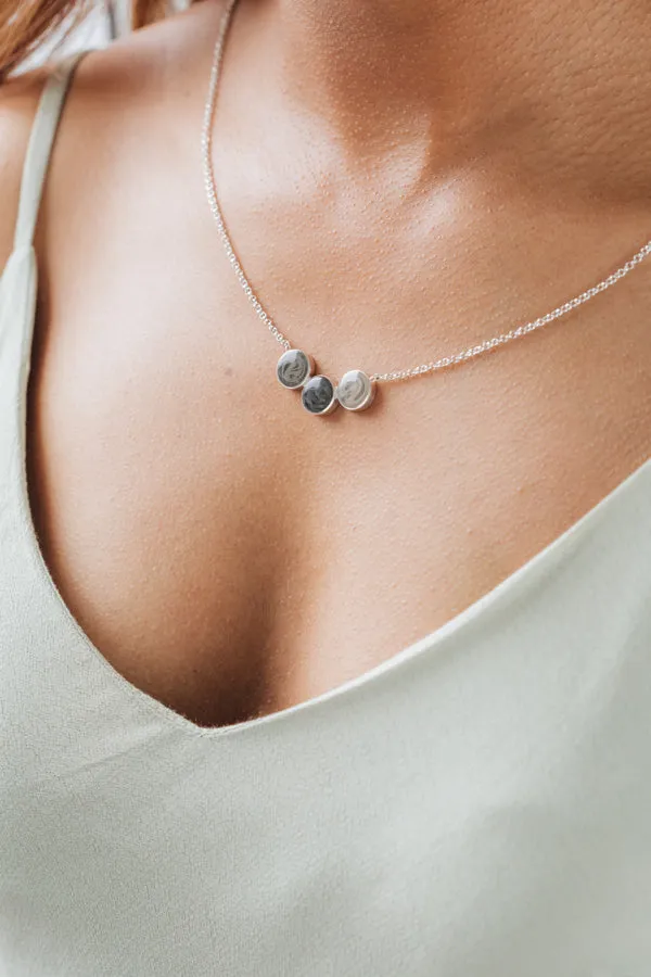 Three Setting Chevron Cremation Necklace in Sterling Silver