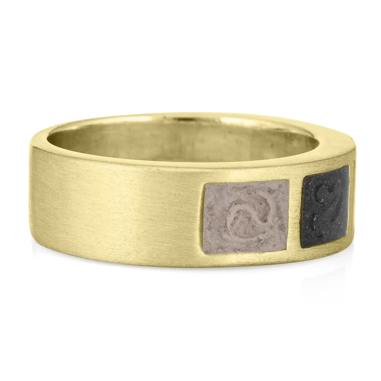 Three Setting Classic Band Cremation Ring in 14K Yellow Gold